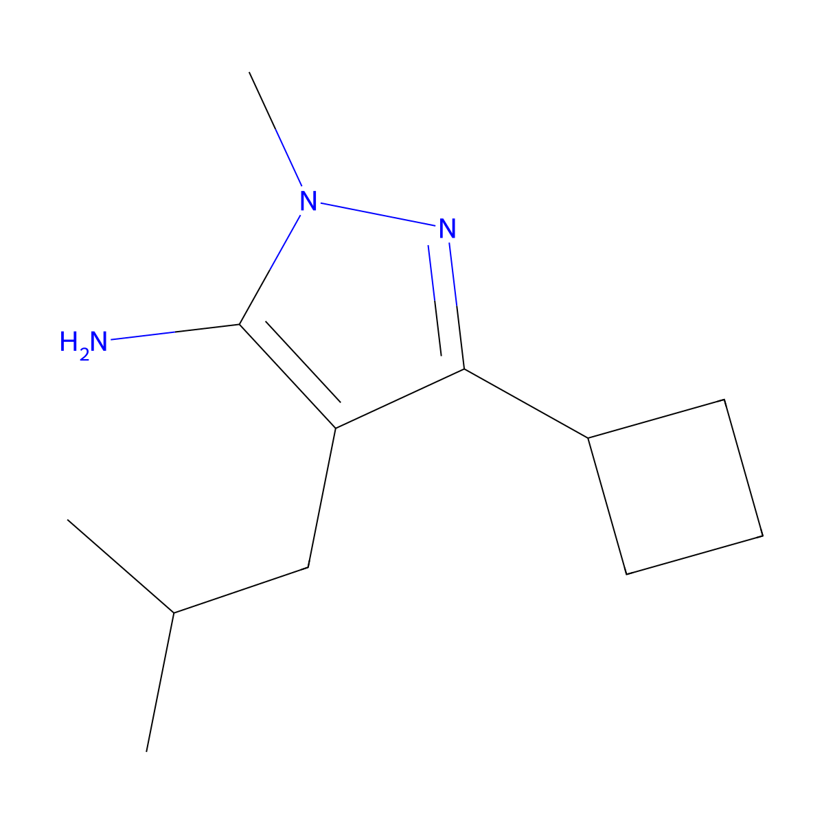 3-Cyclobutyl-1-methyl-4-(2-methylpropyl)-1h-pyrazol-5-amine molecular structure, CAS 1249494-83-4