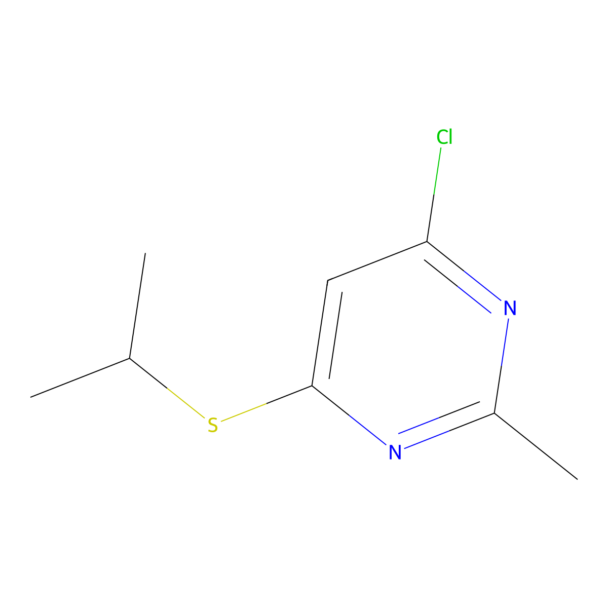 4-Chloro-6-(isopropylthio)-2-methylpyrimidine molecular structure, CAS 1249496-79-4
