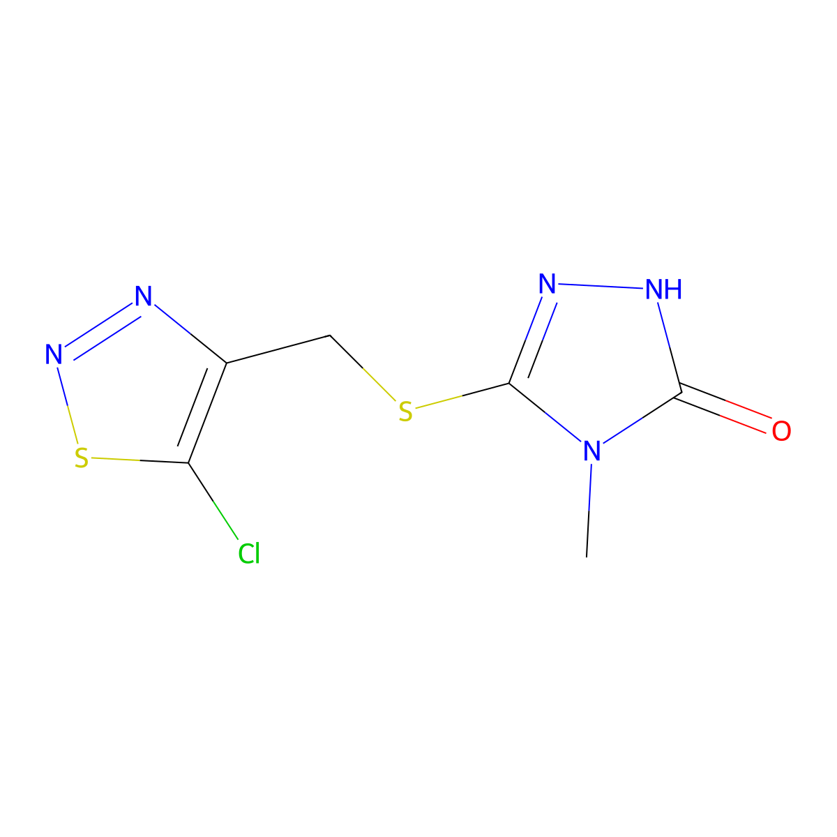 3-{[(5-chloro-1,2,3-thiadiazol-4-yl)methyl]sulfanyl}-4-methyl-4,5-dihydro-1H-1,2,4-triazol-5-one molecular structure, CAS 1249500-54-6