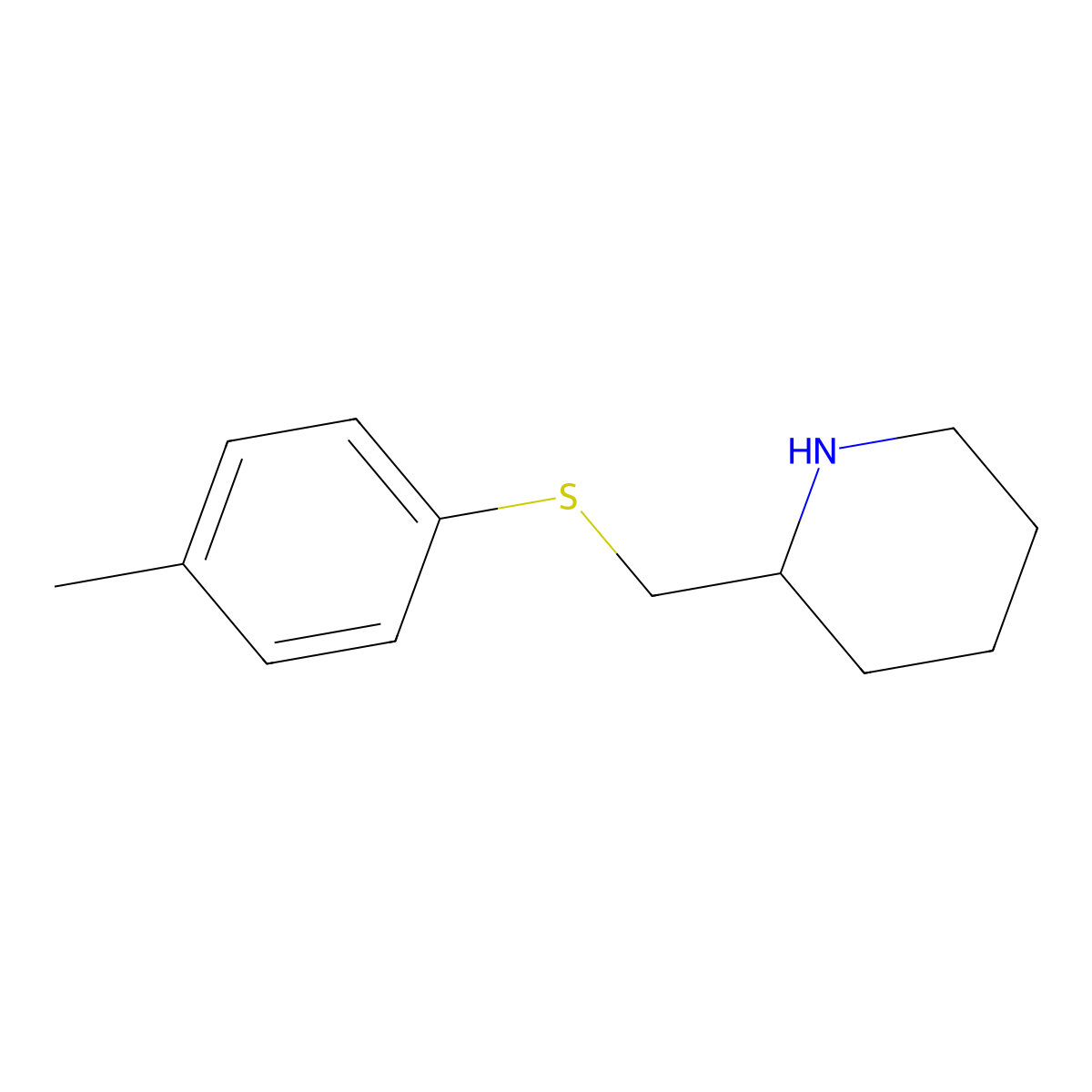 2-{[(4-Methylphenyl)sulfanyl]methyl}piperidine molecular structure, CAS 1249504-05-9