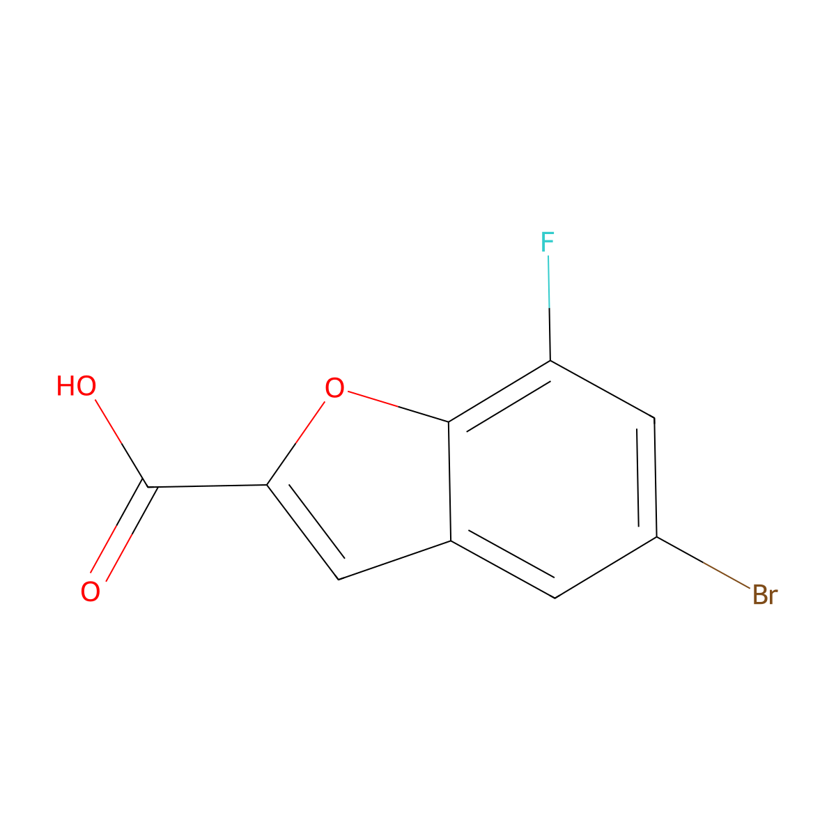 5-Bromo-7-fluoro-1-benzofuran-2-carboxylic acid molecular structure, CAS 1249506-21-5