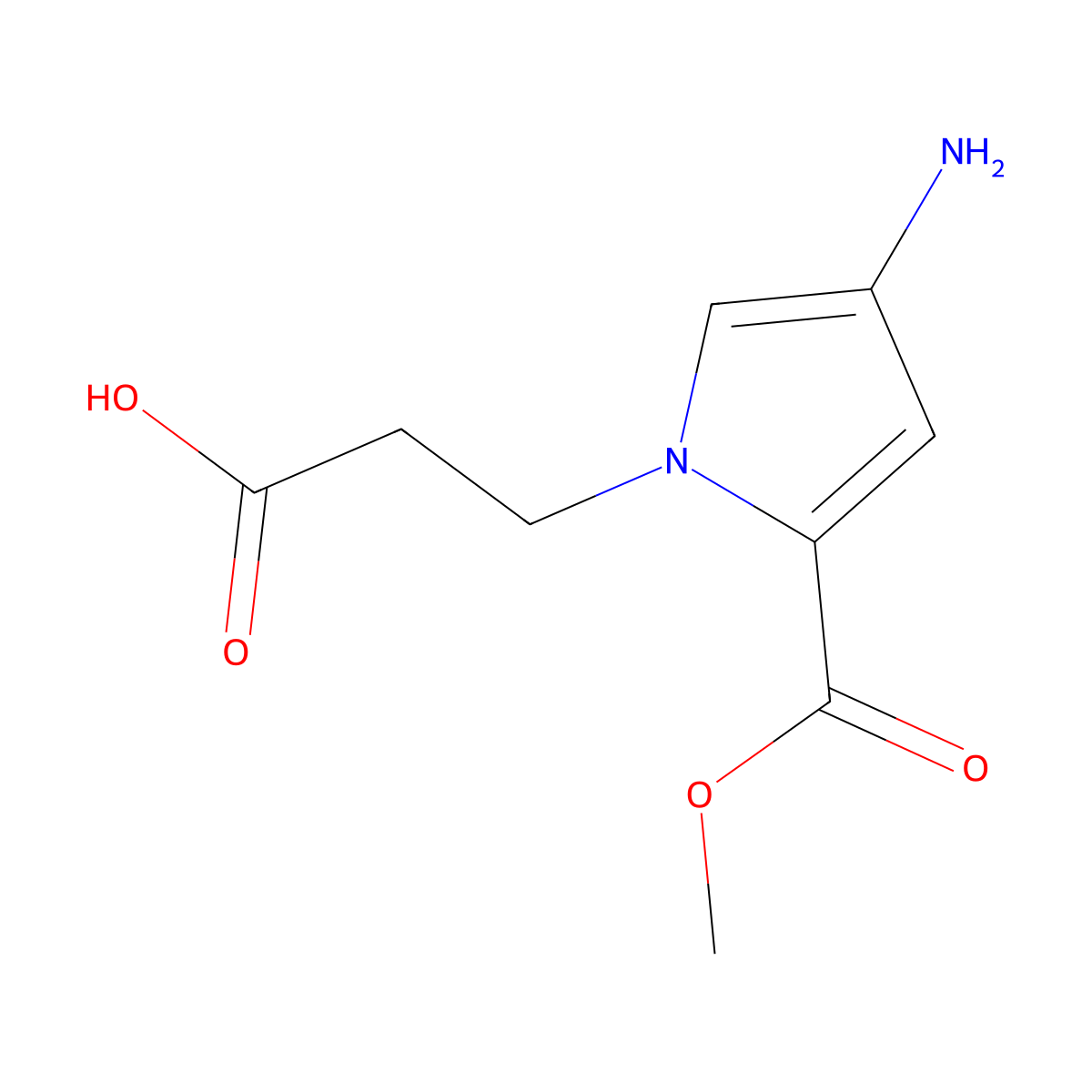 3-(4-Amino-2-(methoxycarbonyl)-1h-pyrrol-1-yl)propanoic acid molecular structure, CAS 1249506-64-6