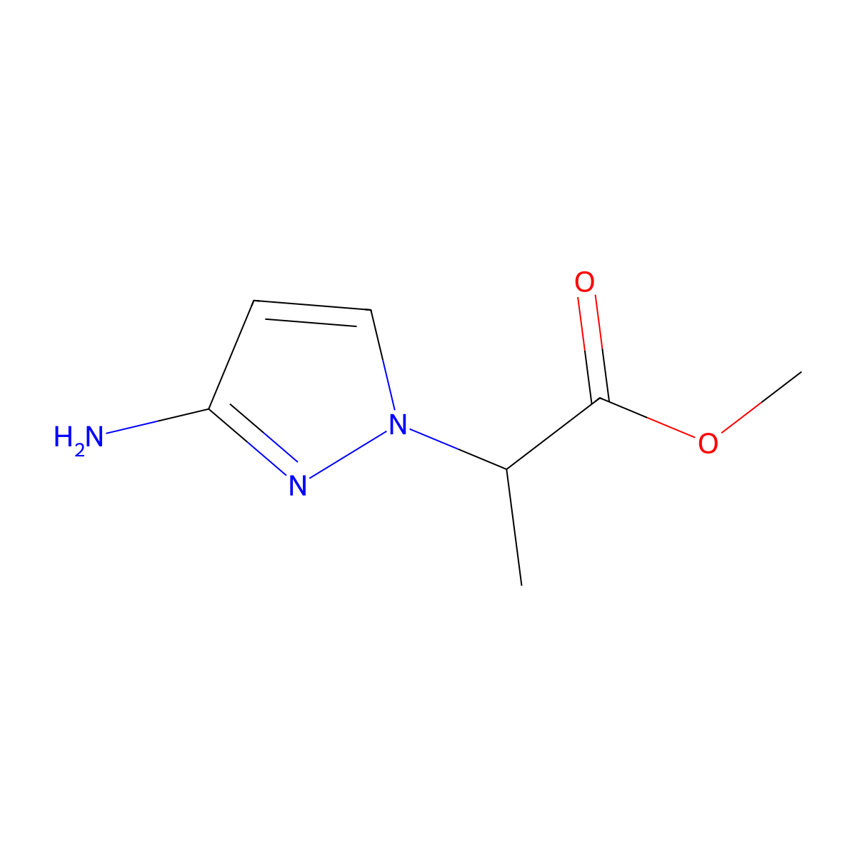 methyl 2-(3-amino-1H-pyrazol-1-yl)propanoate molecular structure, CAS 1249511-68-9