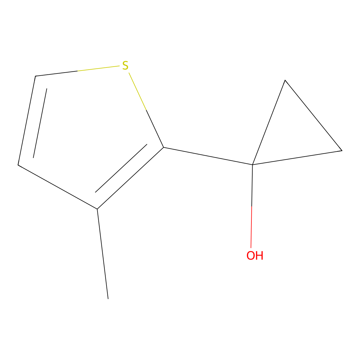 1-(3-Methylthiophen-2-yl)cyclopropan-1-ol molecular structure, CAS 1249512-52-4