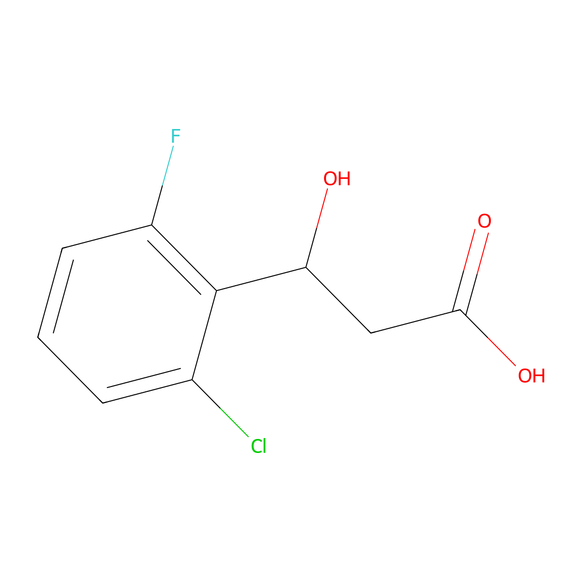 3-(2-Chloro-6-fluorophenyl)-3-hydroxypropanoic acid molecular structure, CAS 1249515-00-1