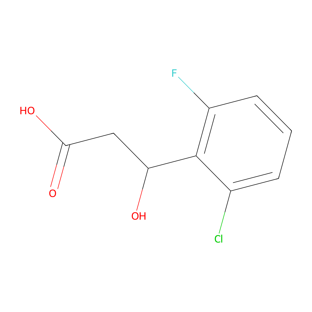 3-(2-Chloro-6-fluorophenyl)-3-hydroxypropanoic acid molecular structure, CAS 1249515-00-1