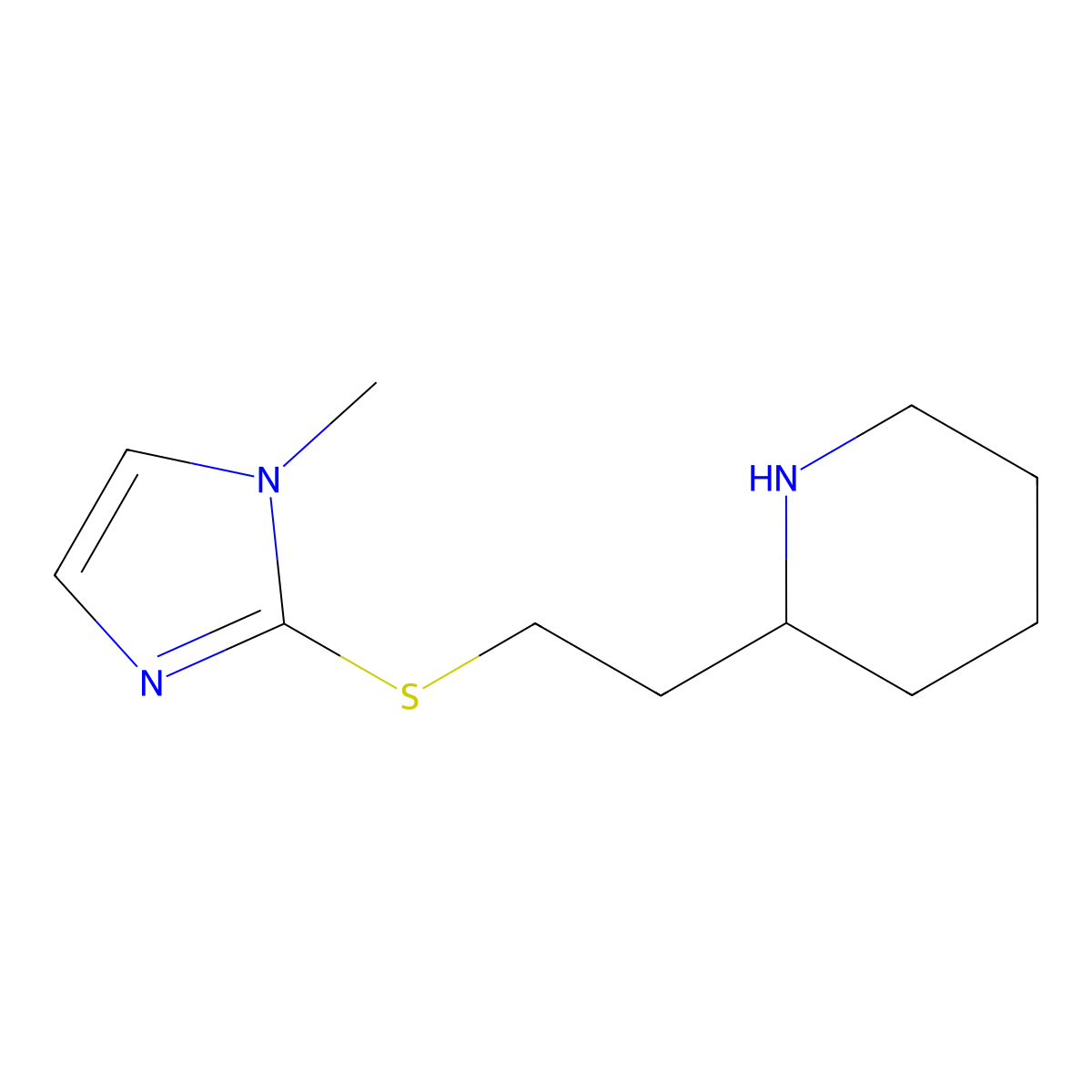 2-{2-[(1-methyl-1H-imidazol-2-yl)sulfanyl]ethyl}piperidine molecular structure, CAS 1249515-23-8