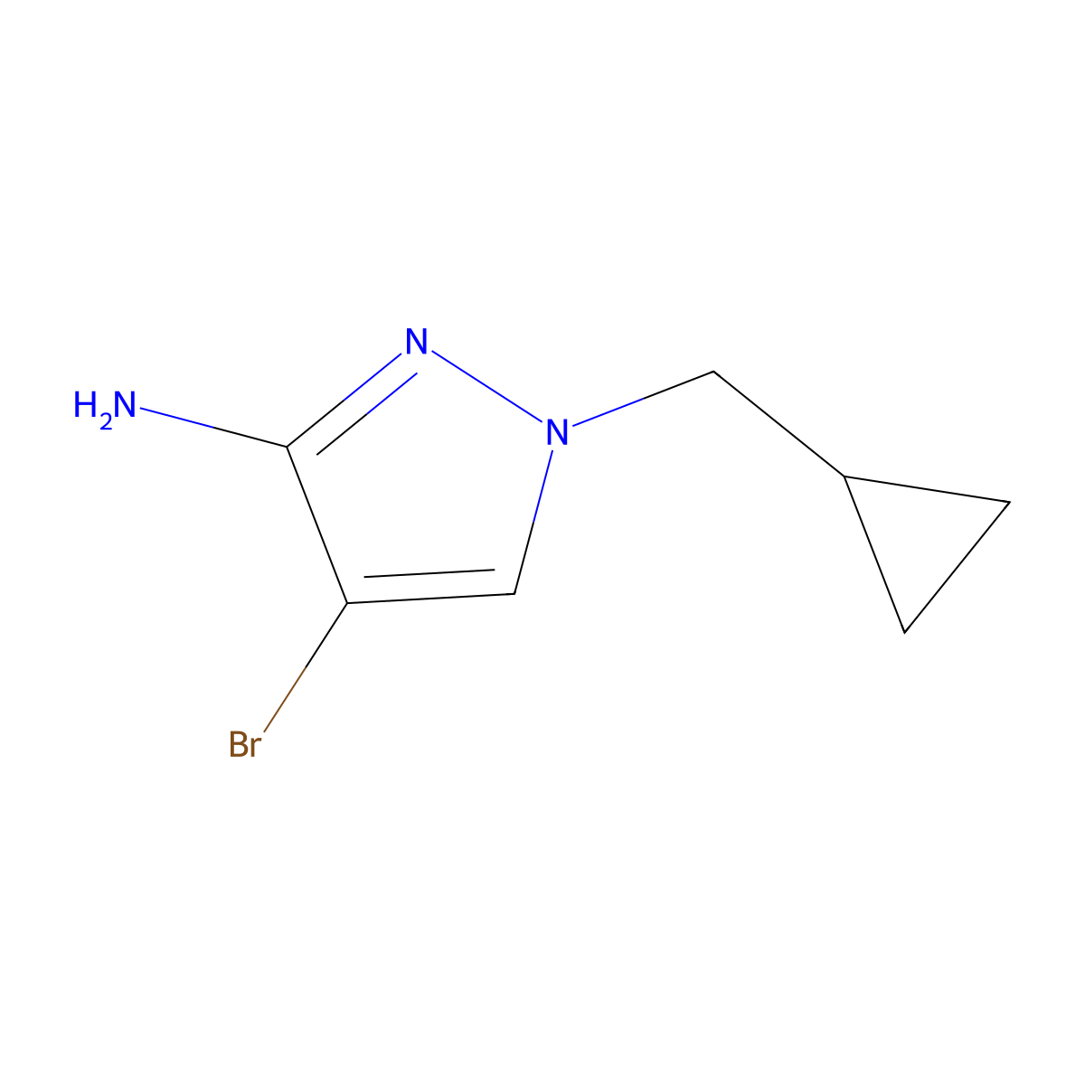 4-Bromo-1-(cyclopropylmethyl)-1H-pyrazol-3-amine molecular structure, CAS 1249516-29-7
