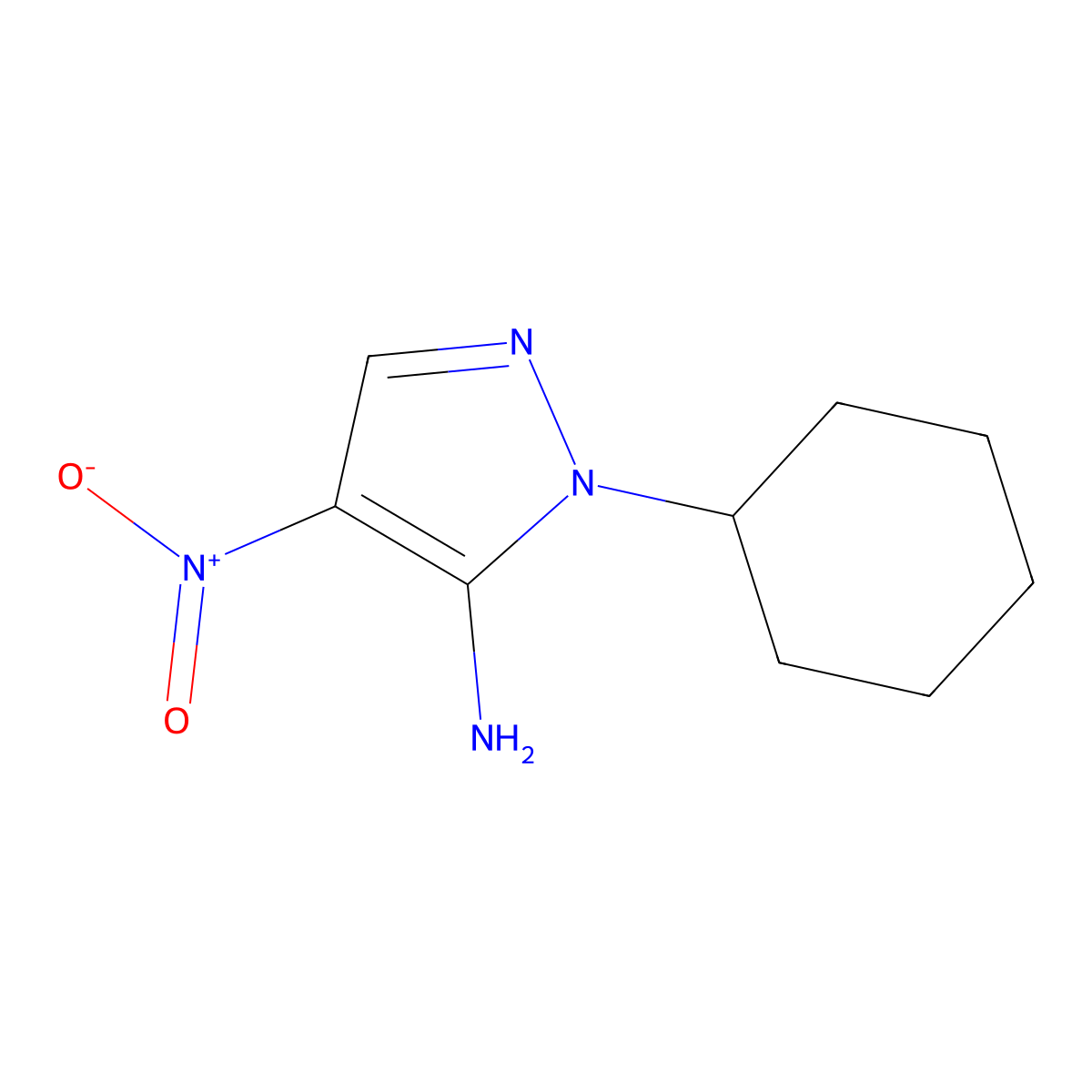 1-cyclohexyl-4-nitro-1H-pyrazol-5-amine molecular structure, CAS 1249516-65-1