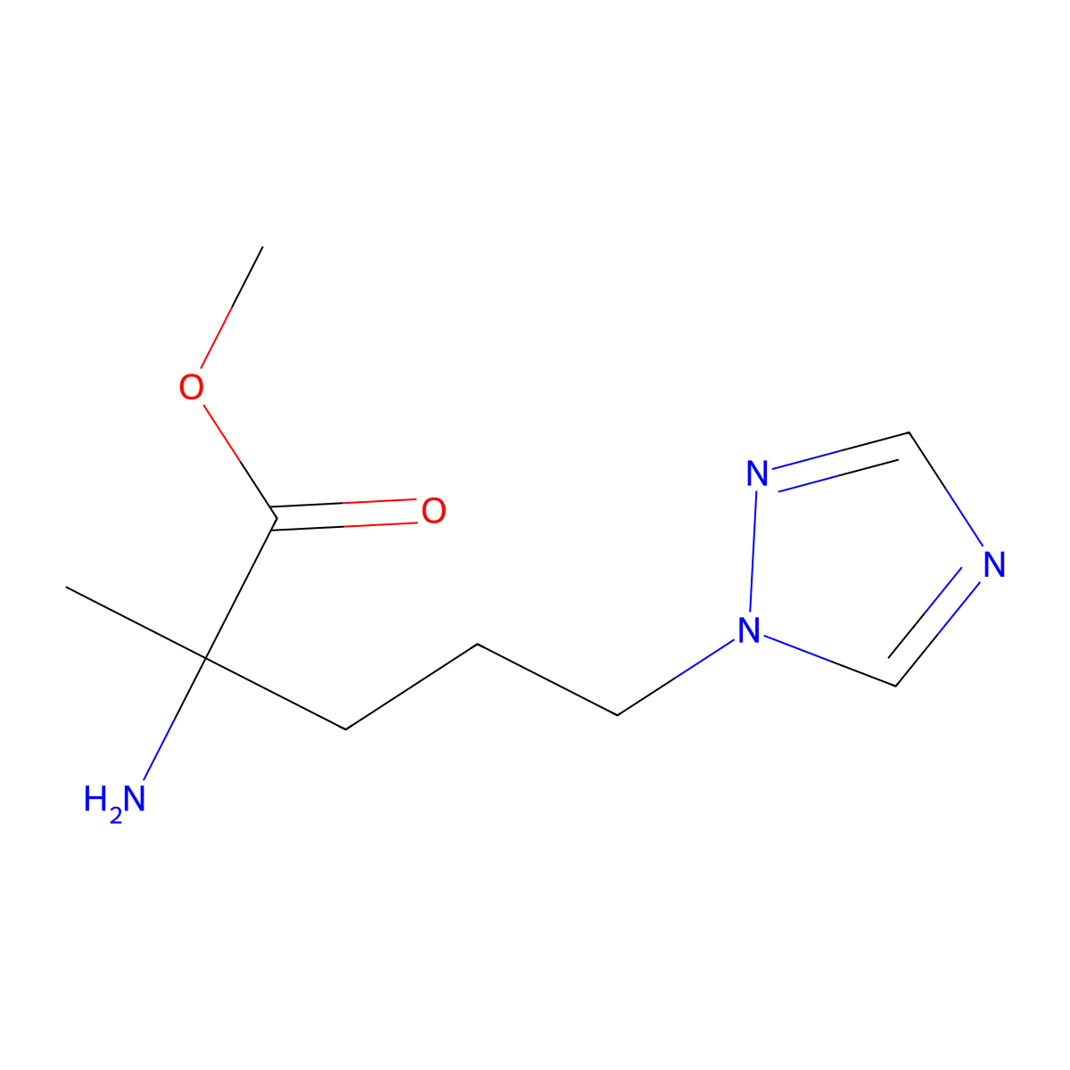 Methyl 2-amino-2-methyl-5-(1h-1,2,4-triazol-1-yl)pentanoate molecular structure, CAS 1249518-12-4