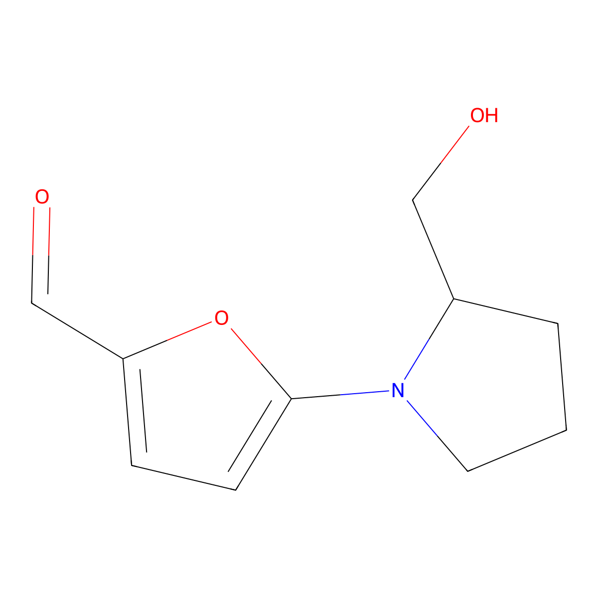 5-[2-(Hydroxymethyl)pyrrolidin-1-yl]furan-2-carbaldehyde molecular structure, CAS 1249519-80-9