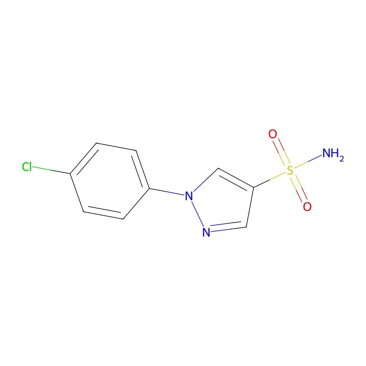 1-(4-chlorophenyl)-1H-pyrazole-4-sulfonamide molecular structure, CAS 1249520-94-2