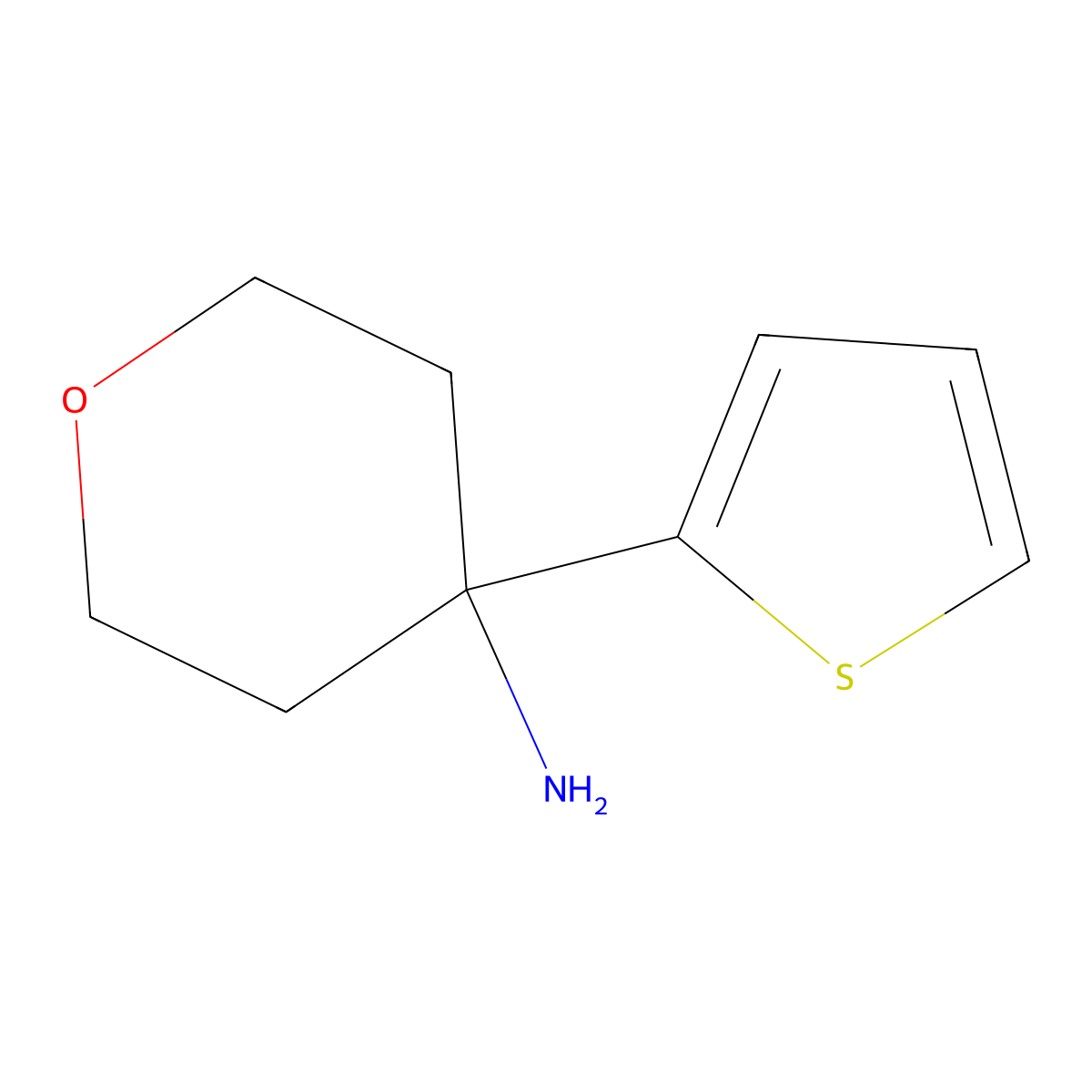 4-(Thiophen-2-yl)oxan-4-amine molecular structure, CAS 1249521-83-2