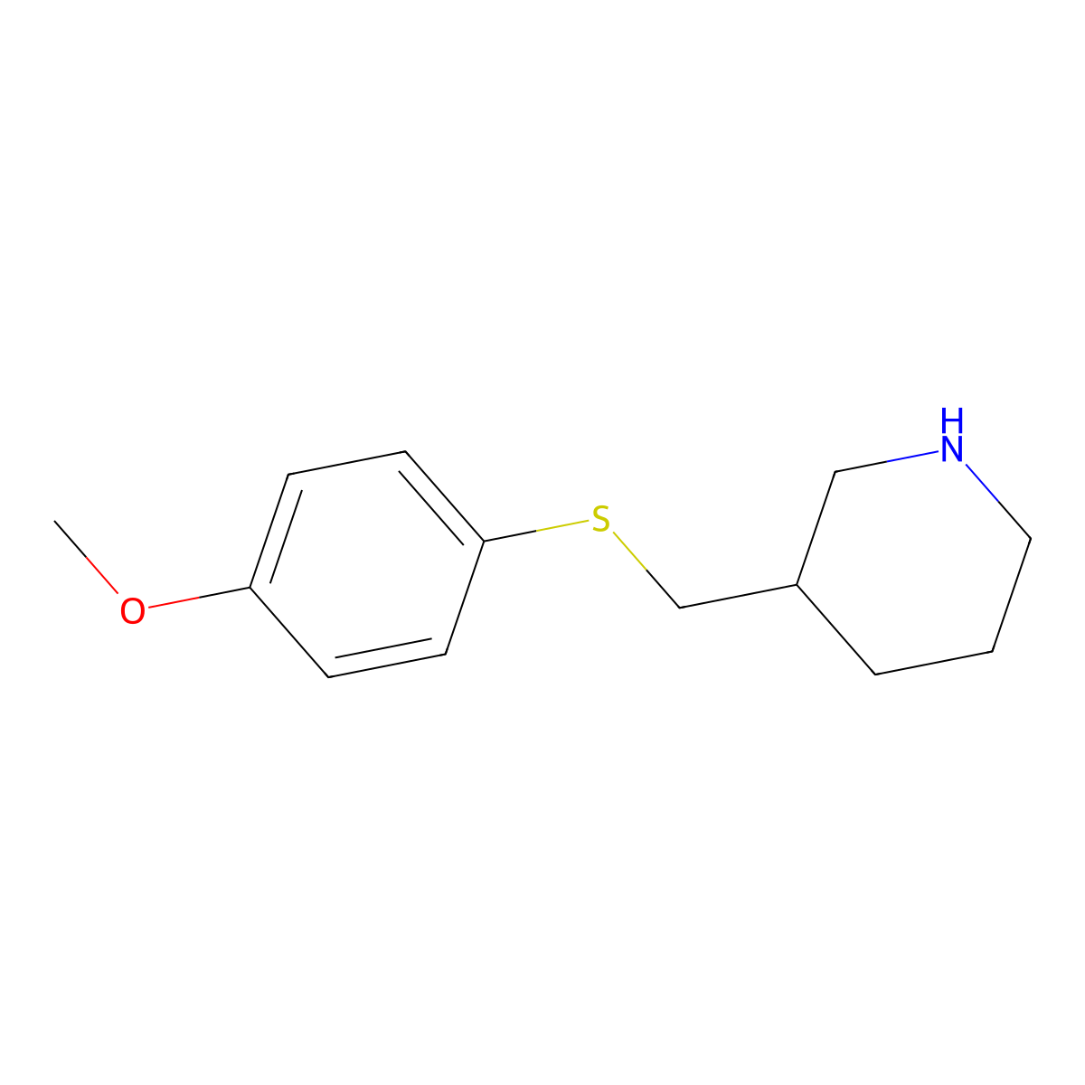 3-{[(4-Methoxyphenyl)sulfanyl]methyl}piperidine molecular structure, CAS 1249525-56-1