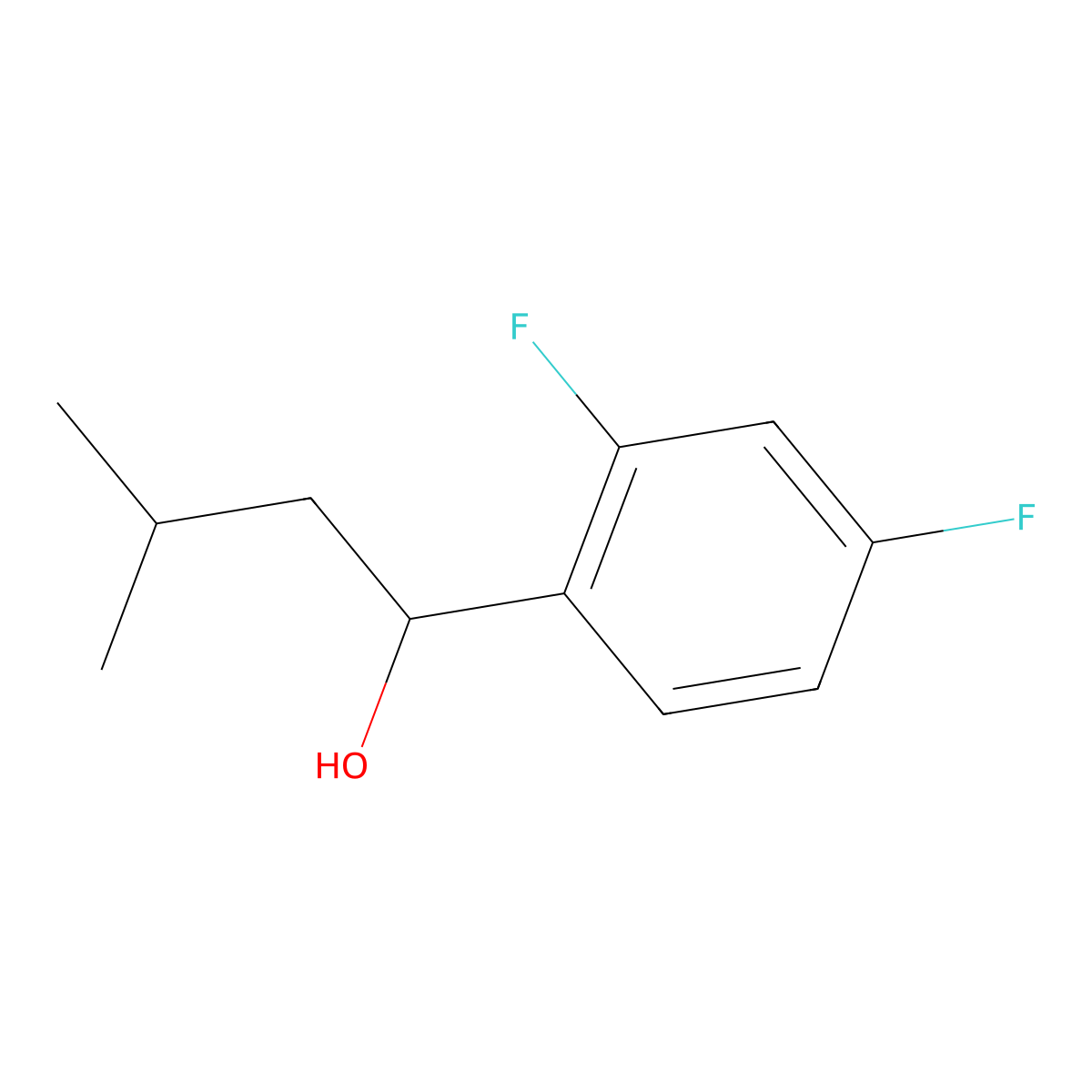 1-(2,4-Difluorophenyl)-3-methylbutan-1-ol molecular structure, CAS 1249525-77-6