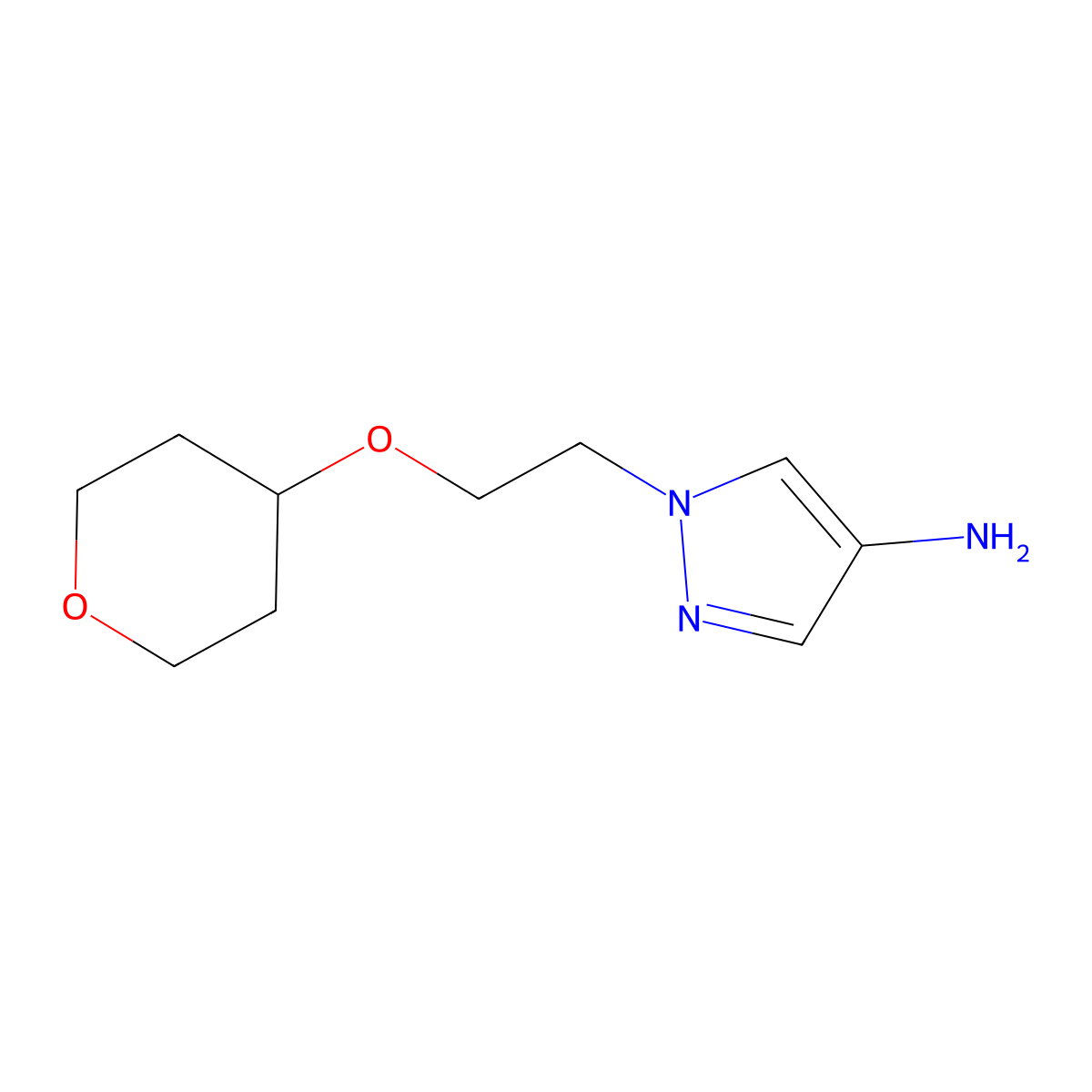 1-(2-((Tetrahydro-2h-pyran-4-yl)oxy)ethyl)-1h-pyrazol-4-amine molecular structure, CAS 1249528-36-6