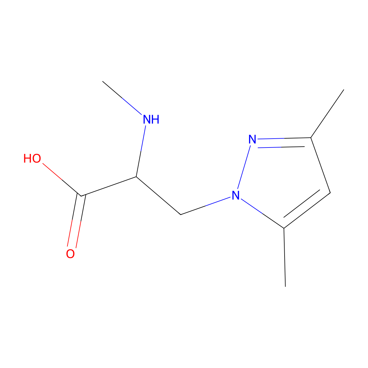 3-(3,5-Dimethyl-1h-pyrazol-1-yl)-2-(methylamino)propanoic acid molecular structure, CAS 1249528-80-0