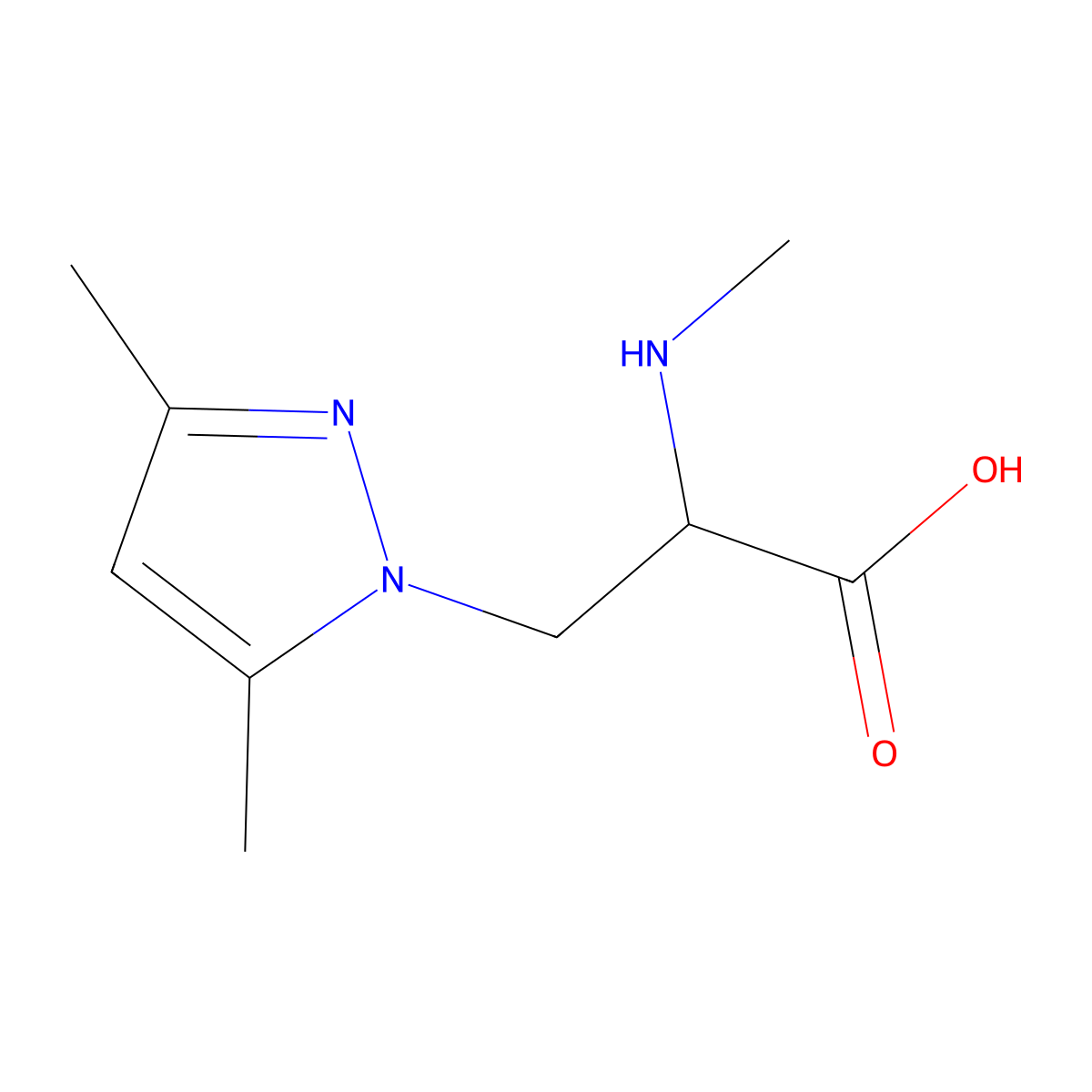 3-(3,5-Dimethyl-1h-pyrazol-1-yl)-2-(methylamino)propanoic acid molecular structure, CAS 1249528-80-0