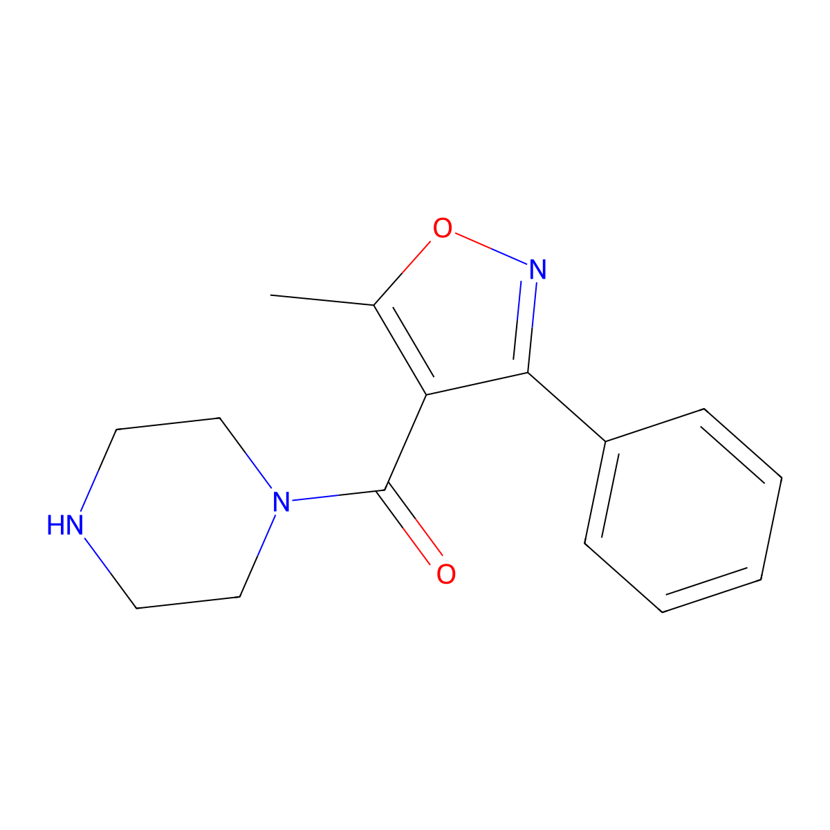 1-[(5-Methyl-3-phenyl-4-isoxazolyl)carbonyl]piperazine molecular structure, CAS 124953-38-4