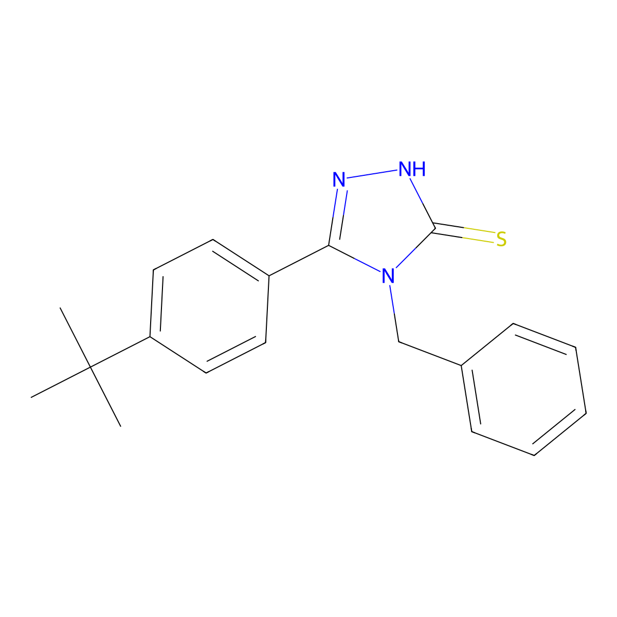4-benzyl-5-(4-tert-butylphenyl)-4H-1,2,4-triazole-3-thiol molecular structure, CAS 124953-71-5