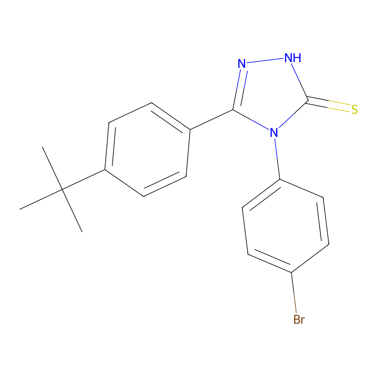 4-(4-bromophenyl)-5-(4-tert-butylphenyl)-4H-1,2,4-triazole-3-thiol molecular structure, CAS 124953-73-7