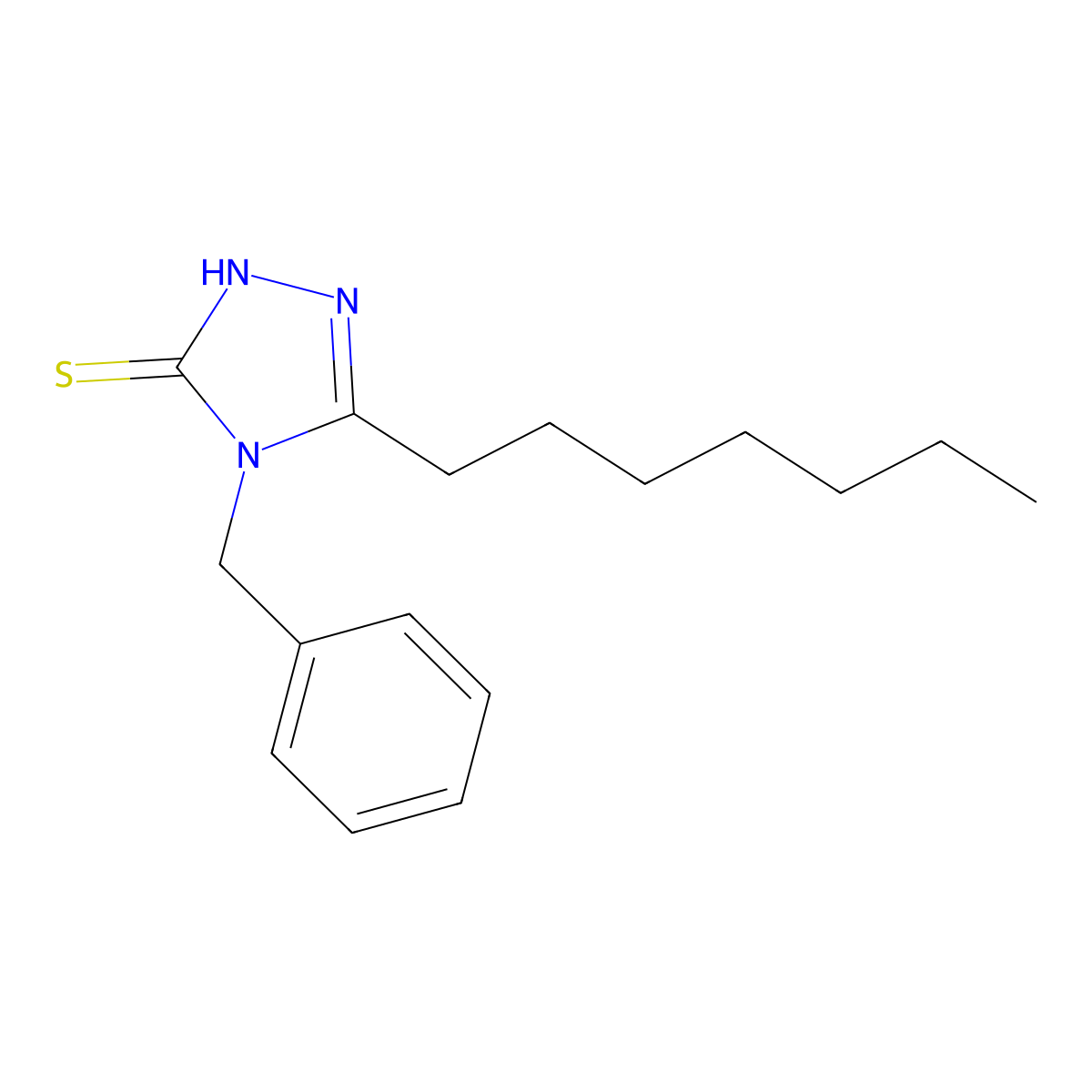 4-benzyl-3-heptyl-1H-1,2,4-triazole-5-thione molecular structure, CAS 124953-81-7