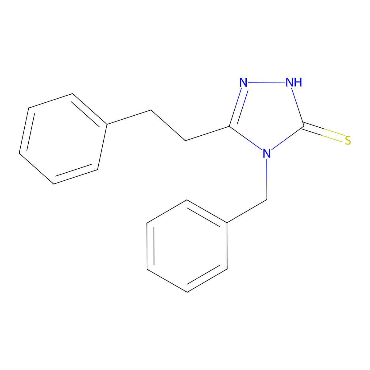 4-benzyl-5-(2-phenylethyl)-4H-1,2,4-triazole-3-thiol molecular structure, CAS 124953-85-1