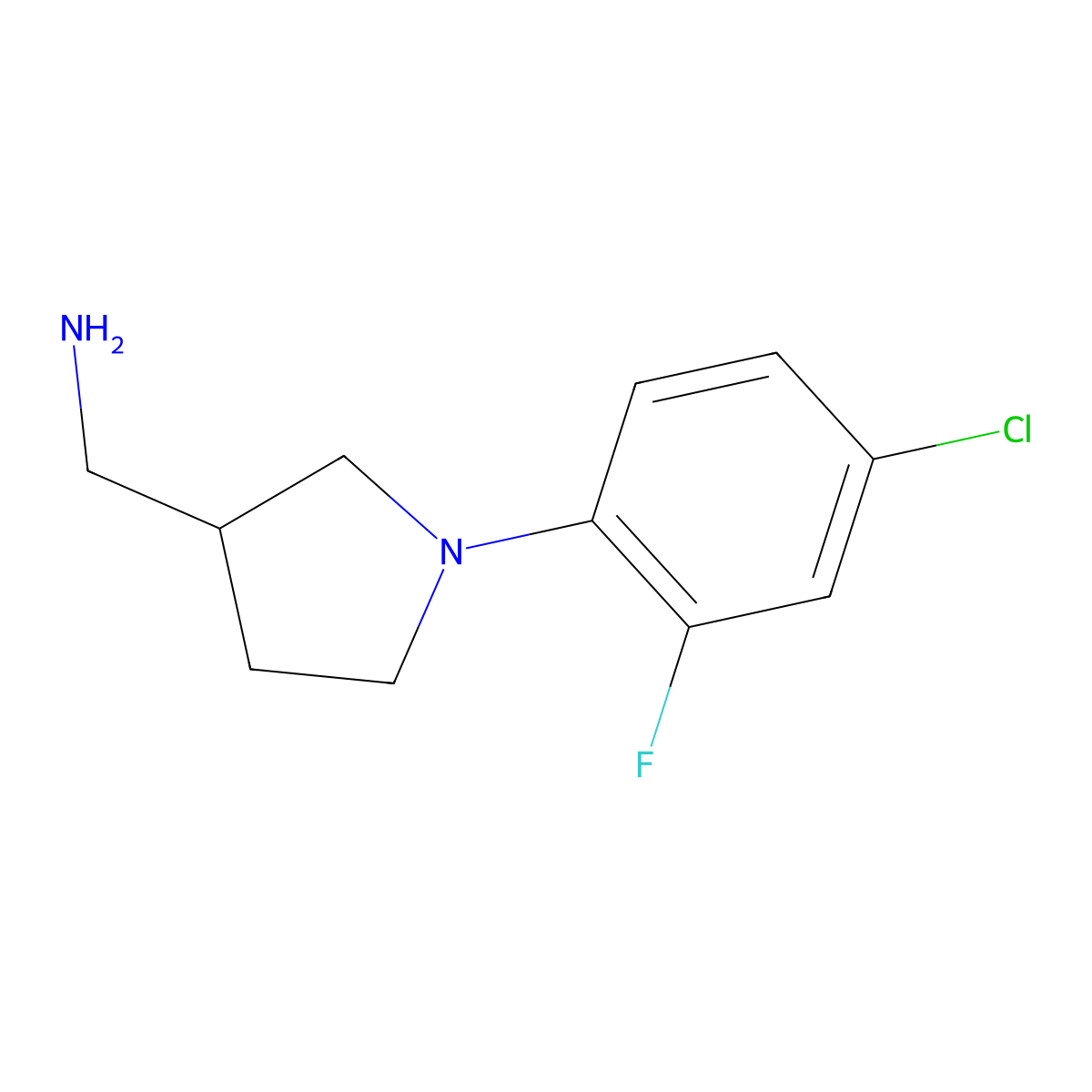 [1-(4-Chloro-2-fluorophenyl)pyrrolidin-3-yl]methanamine molecular structure, CAS 1249530-21-9