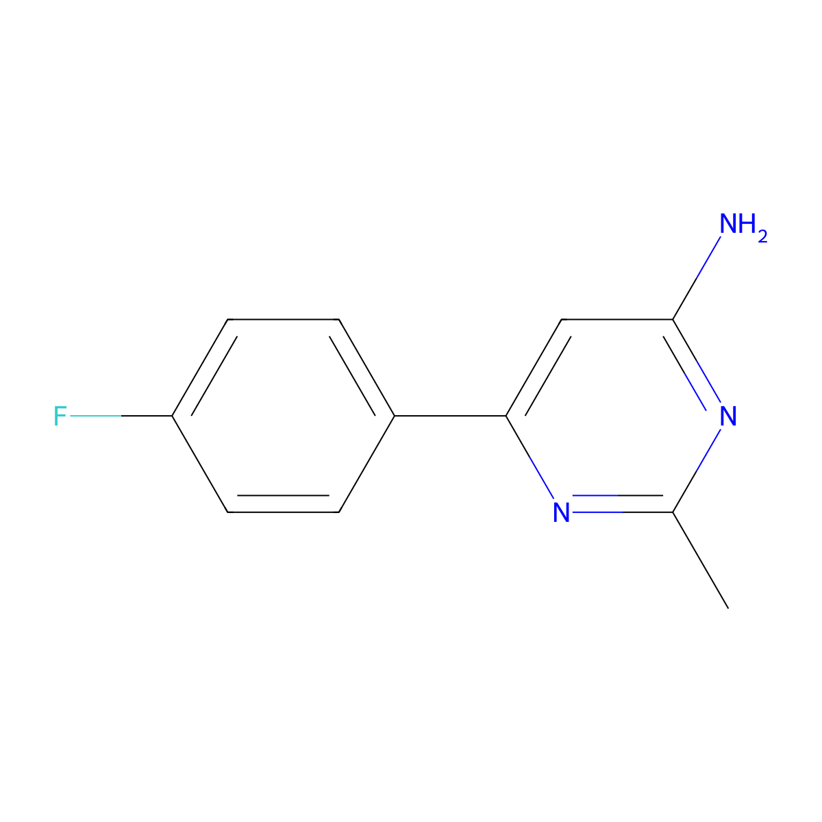 6-(4-Fluorophenyl)-2-methylpyrimidin-4-amine molecular structure, CAS 1249530-62-8