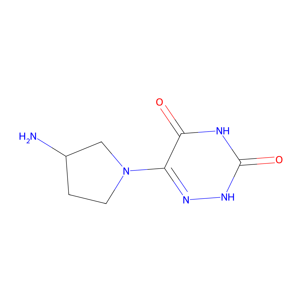 6-(3-Aminopyrrolidin-1-yl)-2,3,4,5-tetrahydro-1,2,4-triazine-3,5-dione molecular structure, CAS 1249530-93-5
