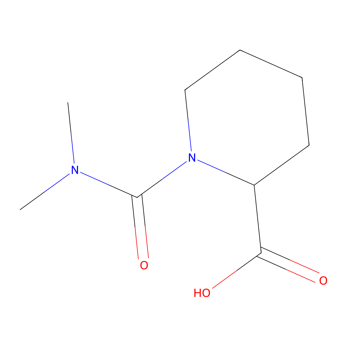1-(Dimethylcarbamoyl)piperidine-2-carboxylic acid molecular structure, CAS 1249531-45-0