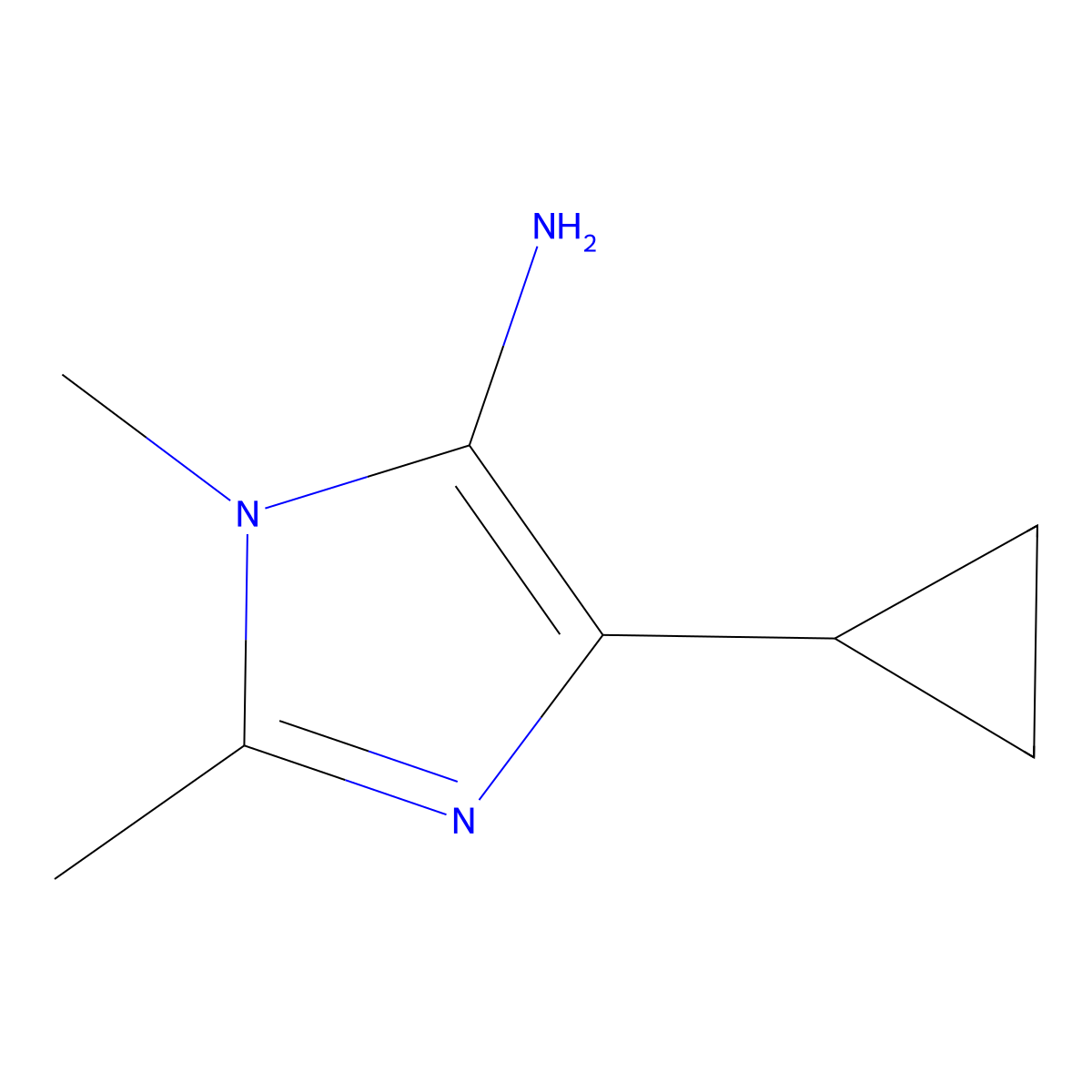 4-cyclopropyl-1,2-dimethyl-1H-imidazol-5-amine molecular structure, CAS 1249532-68-0