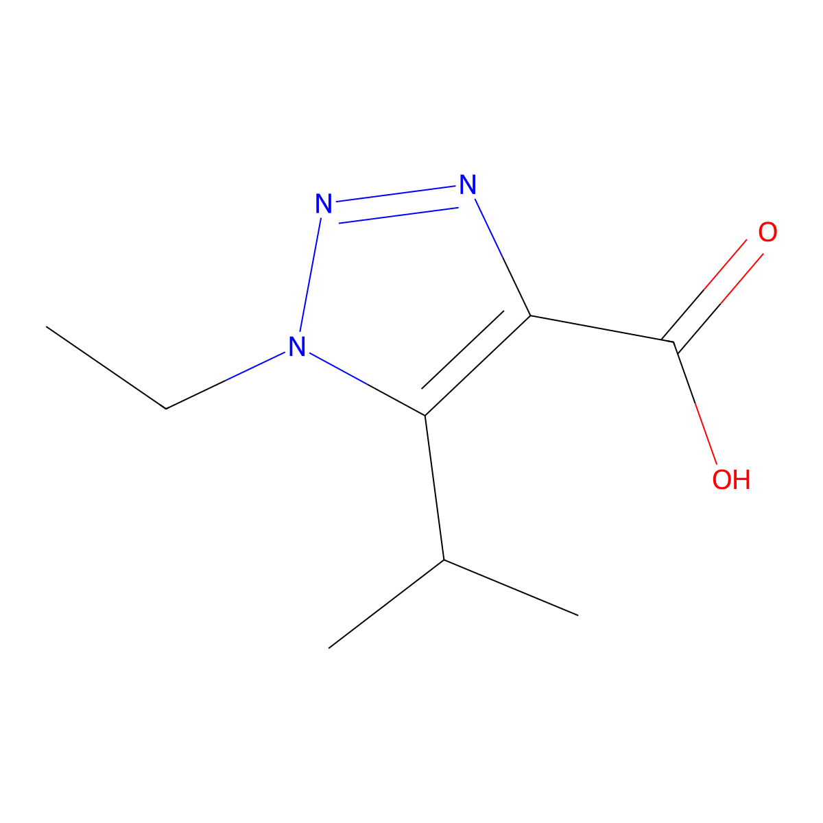 1-ethyl-5-(propan-2-yl)-1H-1,2,3-triazole-4-carboxylic acid molecular structure, CAS 1249536-50-2