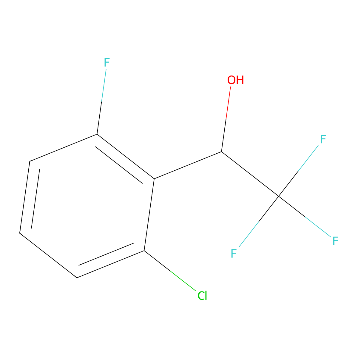 1-(2-Chloro-6-fluorophenyl)-2,2,2-trifluoroethan-1-ol molecular structure, CAS 1249544-27-1
