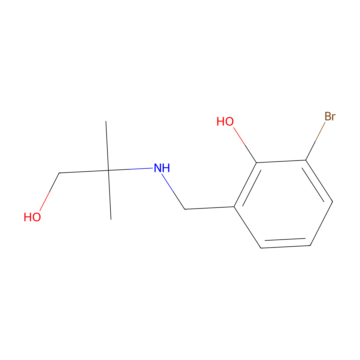 2-Bromo-6-{[(1-hydroxy-2-methylpropan-2-yl)amino]methyl}phenol molecular structure, CAS 1249545-88-7