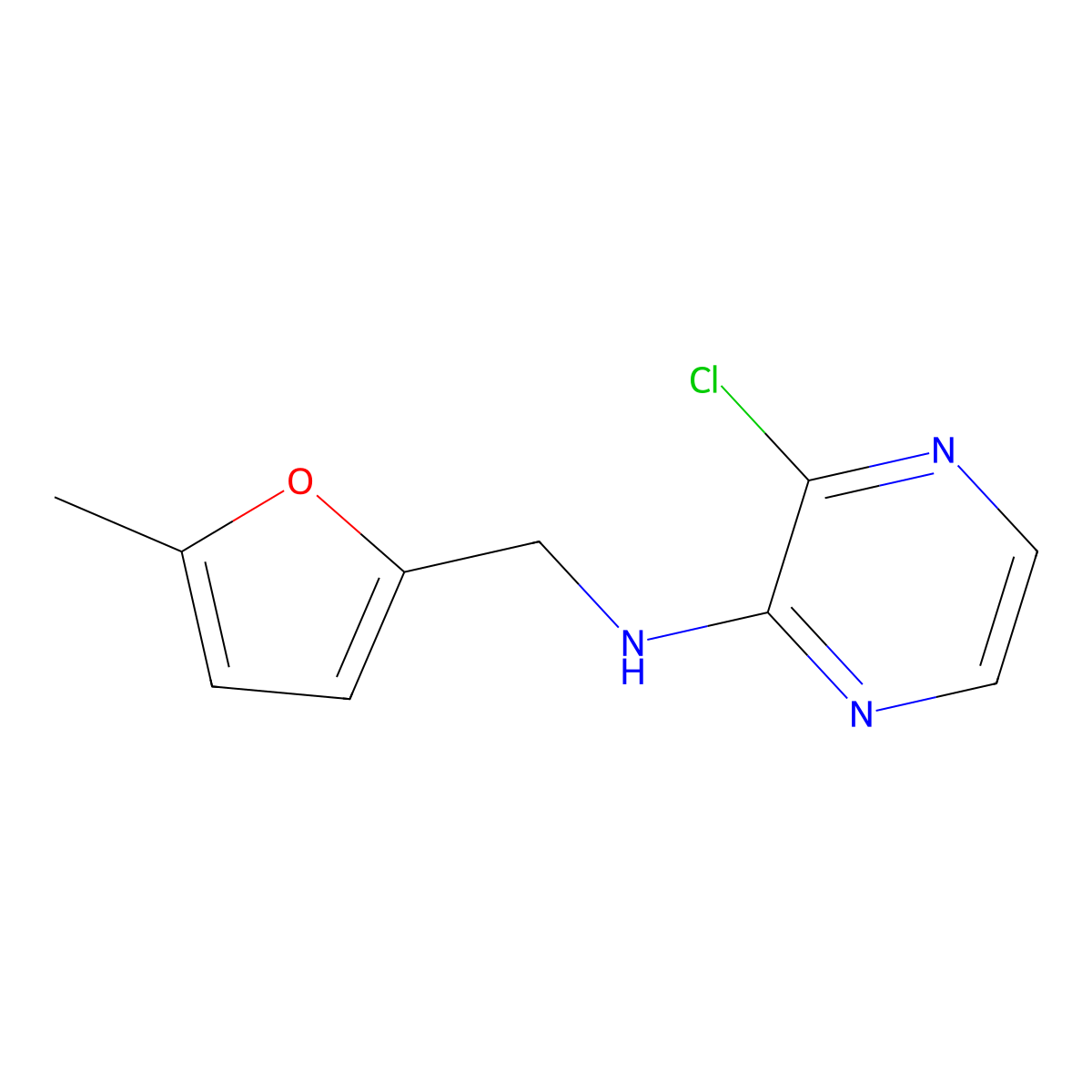 3-Chloro-N-[(5-methyl-2-furanyl)methyl]-2-pyrazinamine molecular structure, CAS 1249546-06-2