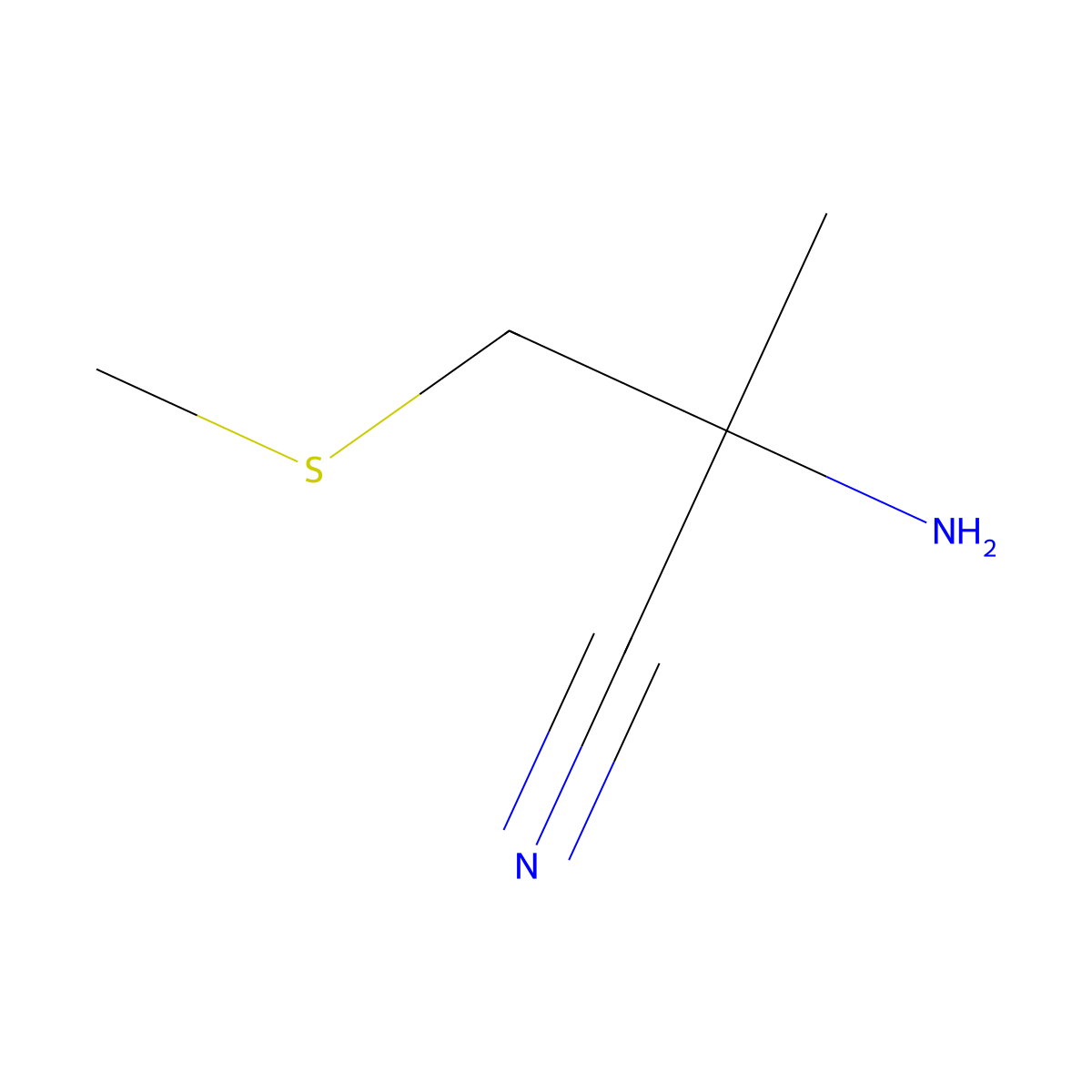 2-Amino-2-methyl-3-(methylsulfanyl)propanenitrile molecular structure, CAS 1249549-47-0
