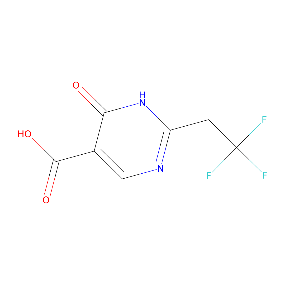 6-Oxo-2-(2,2,2-trifluoroethyl)-1,6-dihydropyrimidine-5-carboxylic acid molecular structure, CAS 1249550-39-7