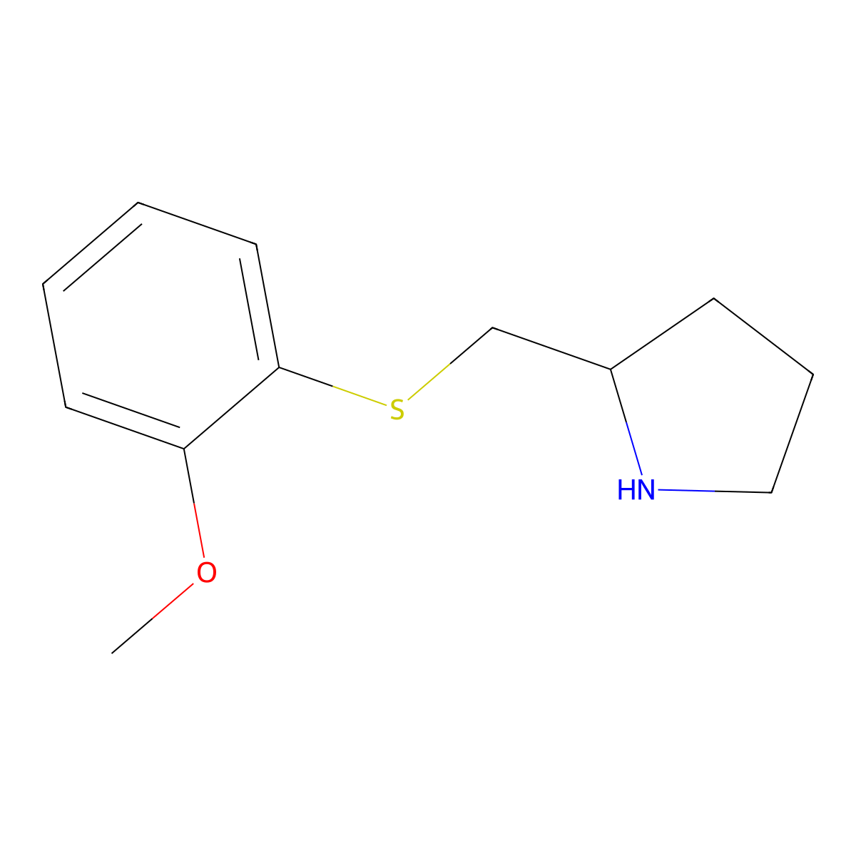 2-{[(2-Methoxyphenyl)sulfanyl]methyl}pyrrolidine molecular structure, CAS 1249550-57-9