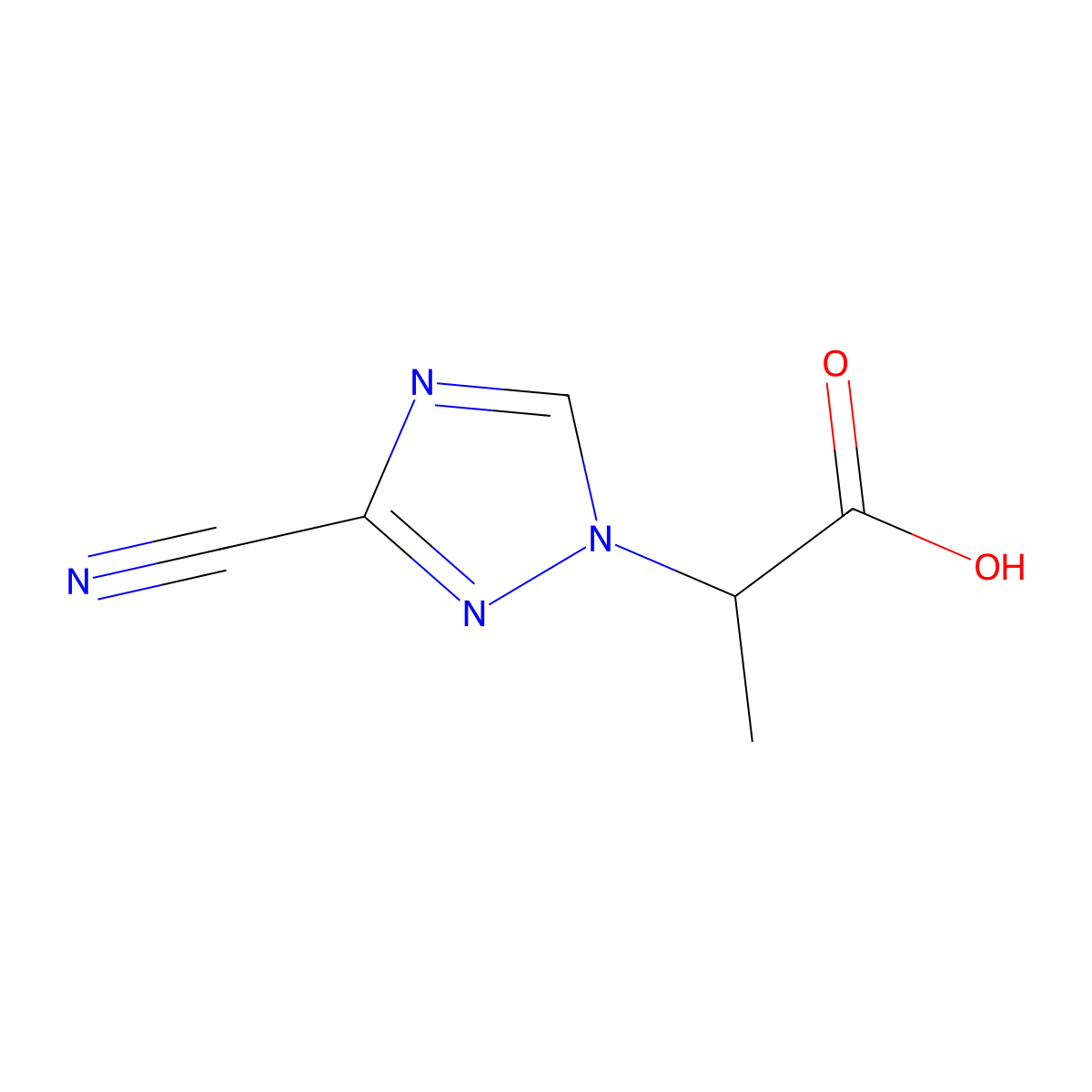 2-(3-cyano-1H-1,2,4-triazol-1-yl)propanoic acid molecular structure, CAS 1249550-68-2