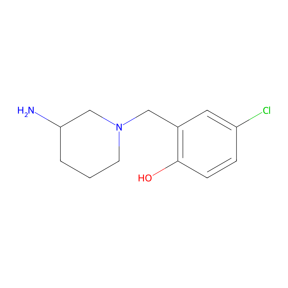 2-[(3-Aminopiperidin-1-yl)methyl]-4-chlorophenol molecular structure, CAS 1249550-70-6