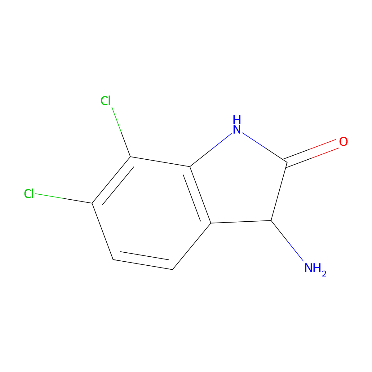 3-Amino-6,7-dichloro-2,3-dihydro-1H-indol-2-one molecular structure, CAS 1249551-27-6