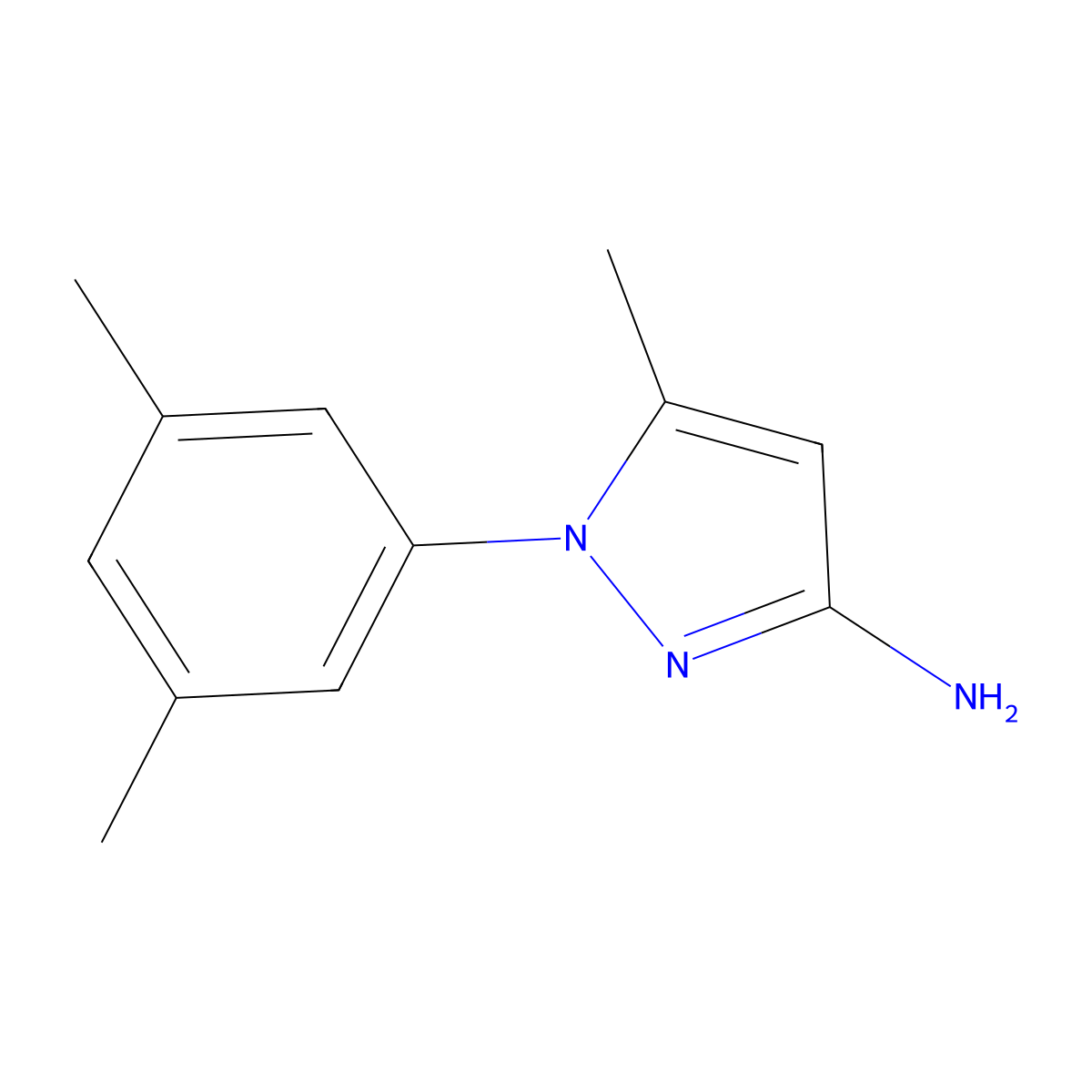1-(3,5-dimethylphenyl)-5-methyl-1H-pyrazol-3-amine molecular structure, CAS 1249554-25-3