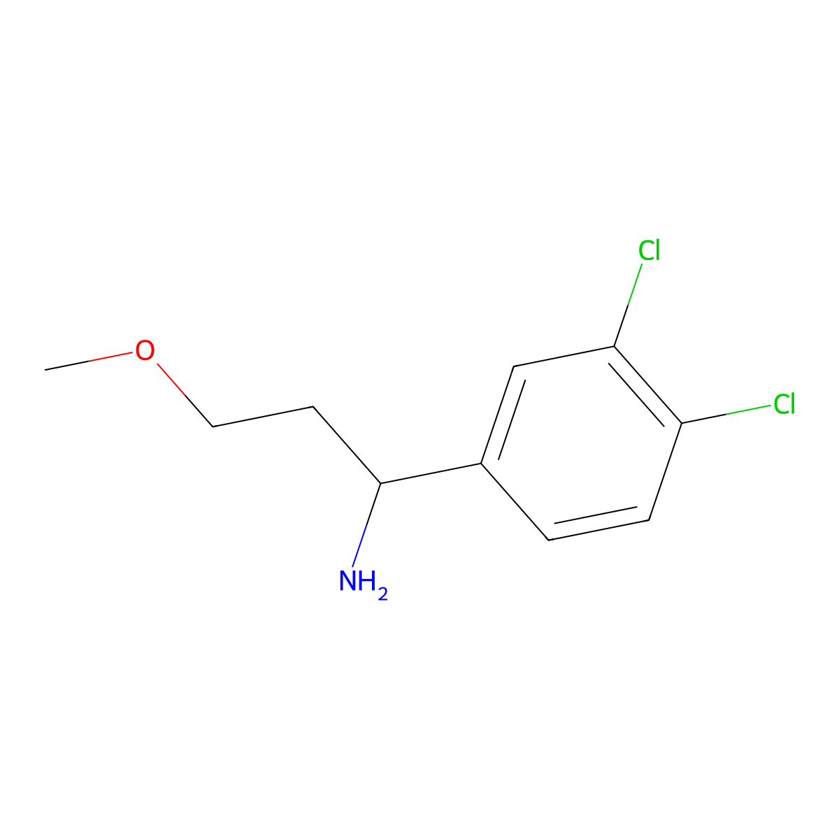 1-(3,4-Dichlorophenyl)-3-methoxypropan-1-amine molecular structure, CAS 1249555-38-1
