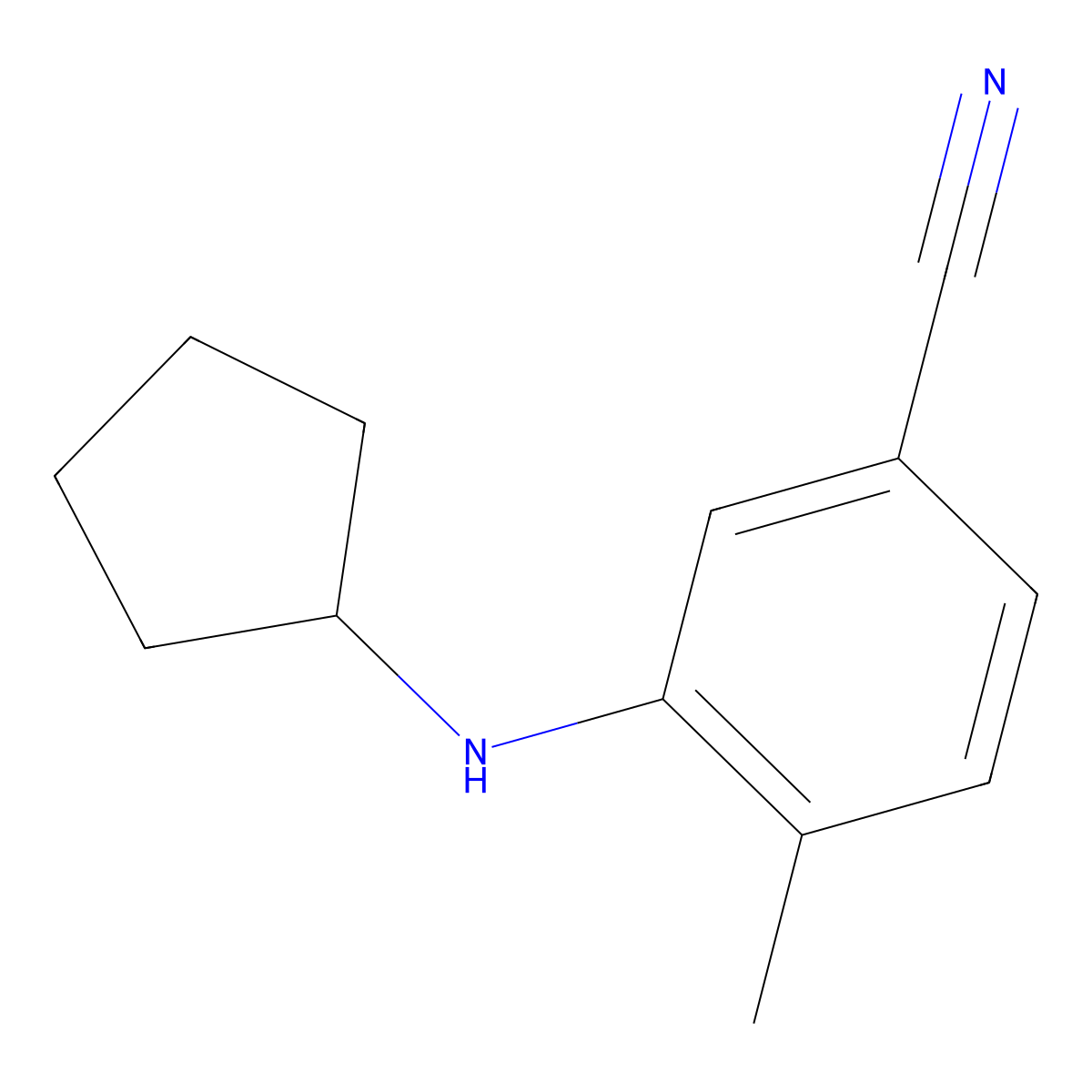 3-(Cyclopentylamino)-4-methylbenzonitrile molecular structure, CAS 1249556-95-3