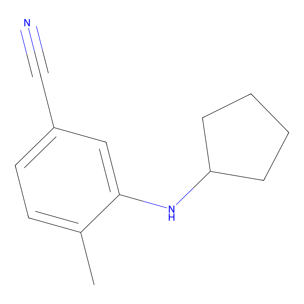 3-(Cyclopentylamino)-4-methylbenzonitrile molecular structure, CAS 1249556-95-3
