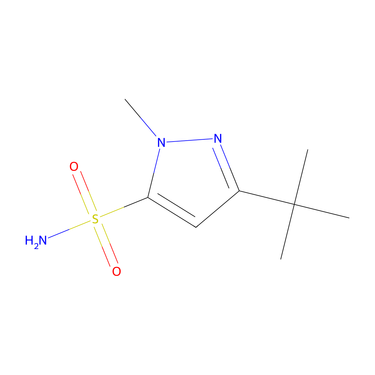 3-(Tert-butyl)-1-methyl-1h-pyrazole-5-sulfonamide molecular structure, CAS 1249558-91-5