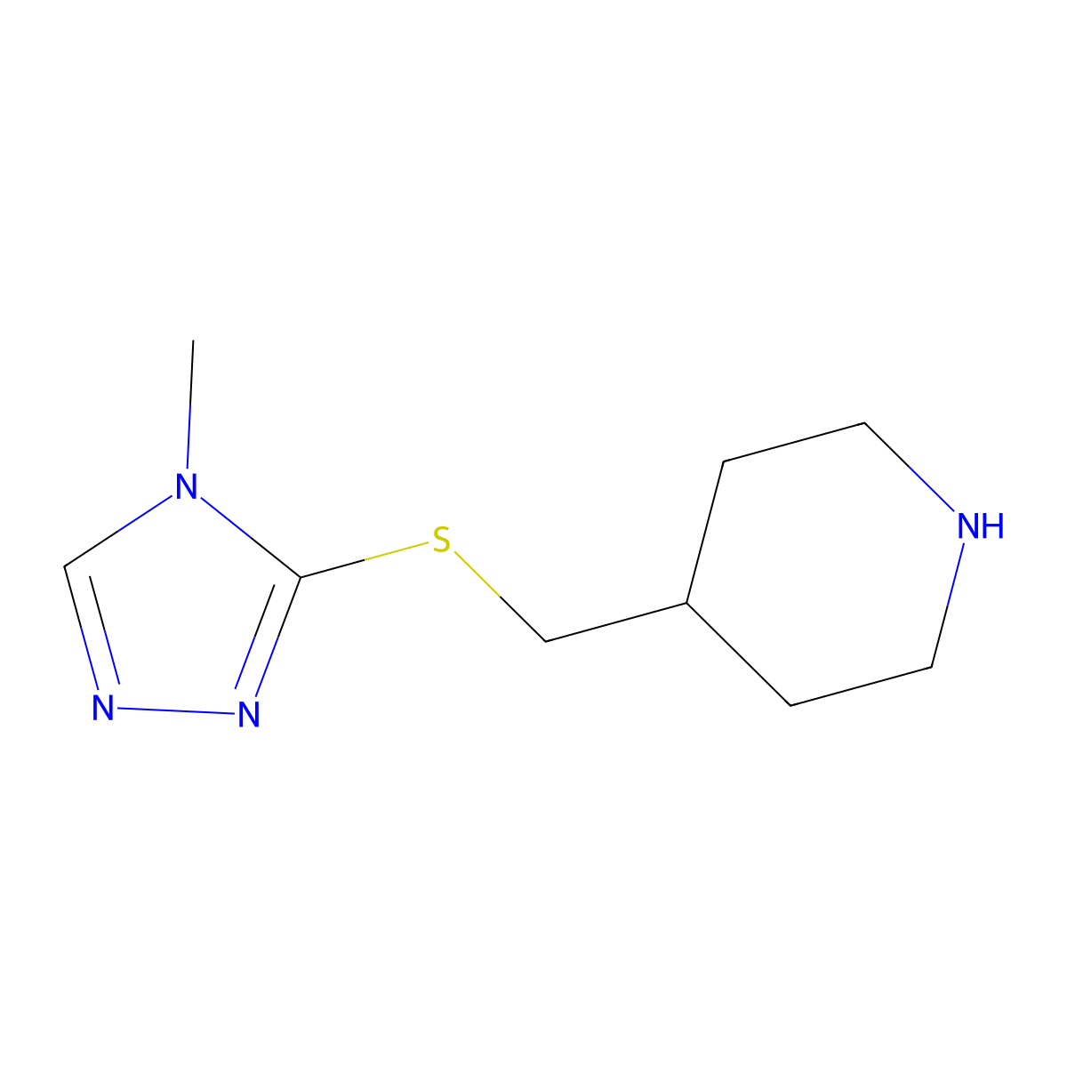 4-{[(4-methyl-4H-1,2,4-triazol-3-yl)sulfanyl]methyl}piperidine molecular structure, CAS 1249559-01-0