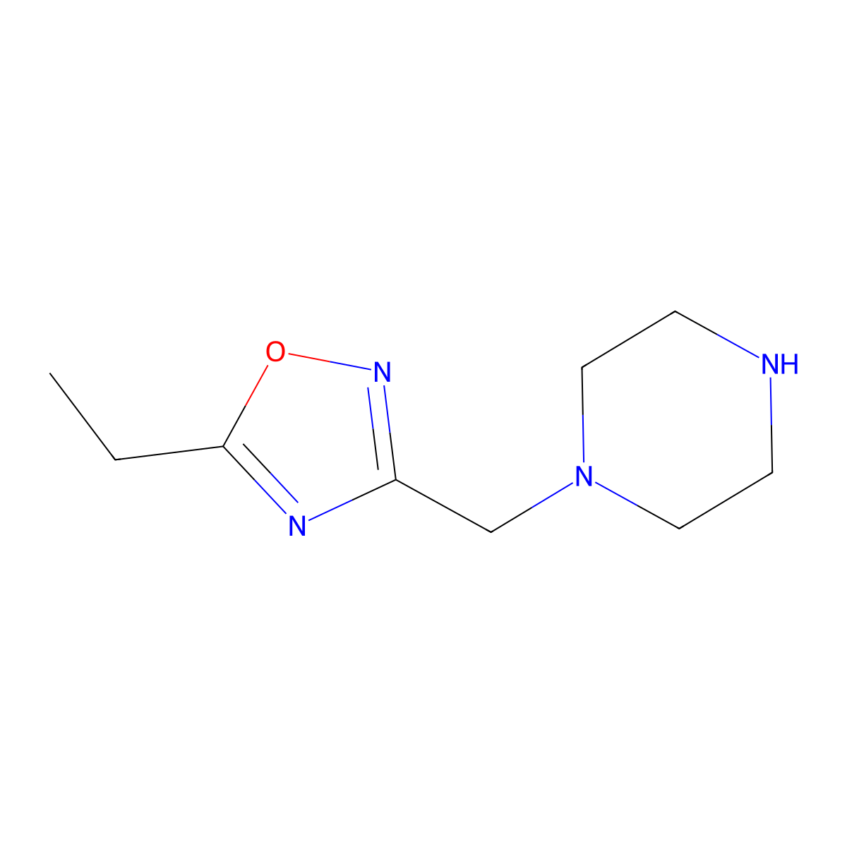 1-[(5-Ethyl-1,2,4-oxadiazol-3-yl)methyl]piperazine molecular structure, CAS 1249562-41-1