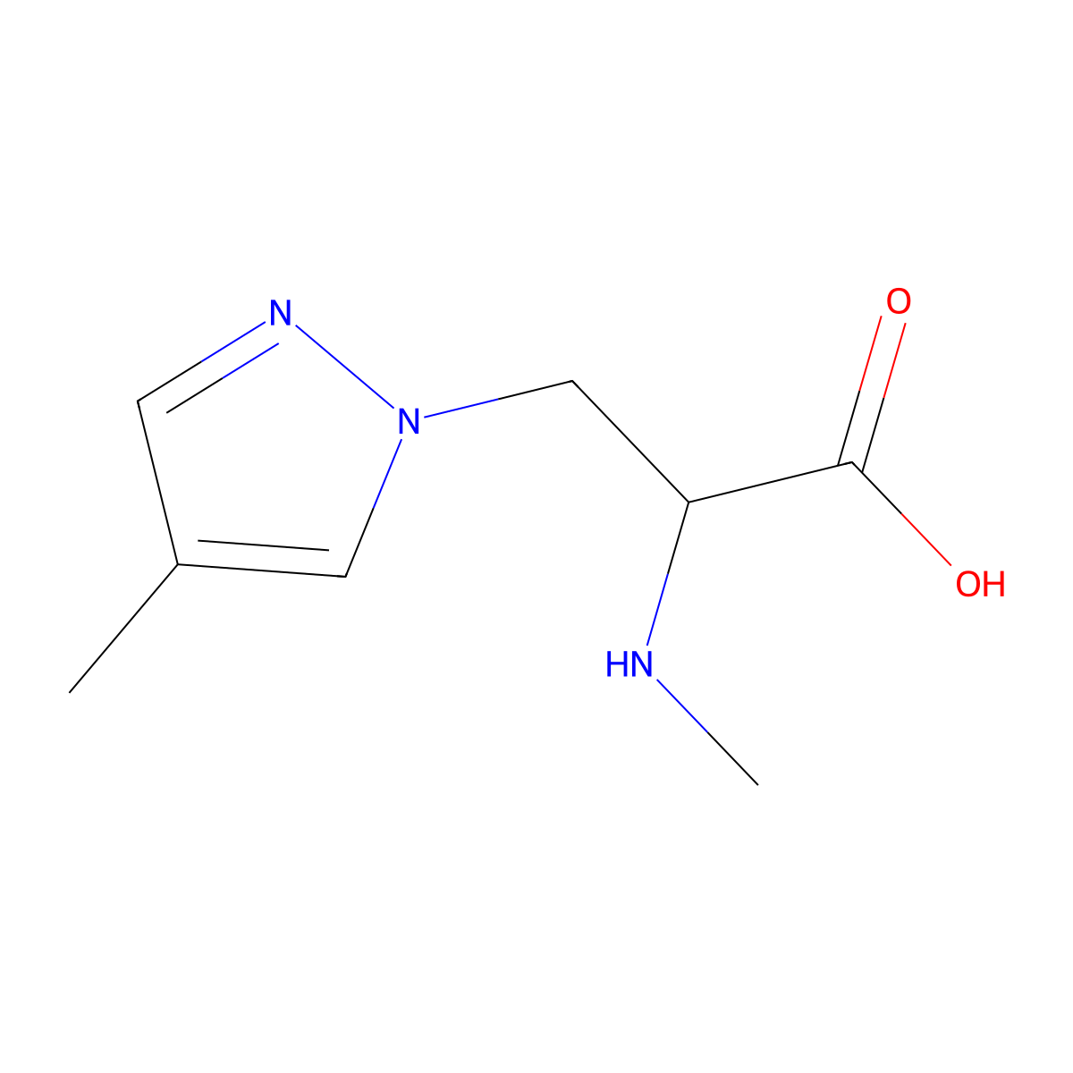 3-(4-Methyl-1h-pyrazol-1-yl)-2-(methylamino)propanoic acid molecular structure, CAS 1249563-66-3